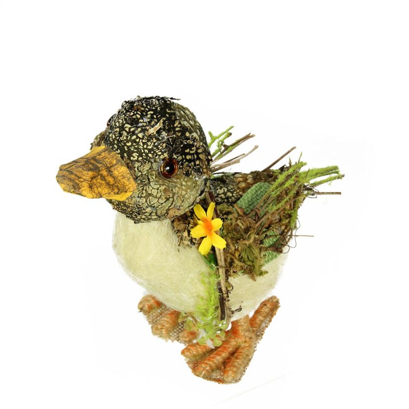 Standing Mixed Foliage Spring Duck Figurine - 8" - Brown  Ivory and Orange