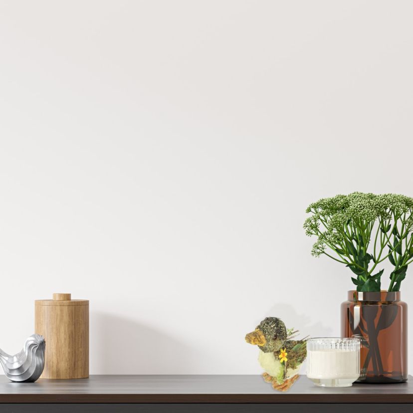 Standing Mixed Foliage Spring Duck Figurine - 8" - Brown  Ivory and Orange