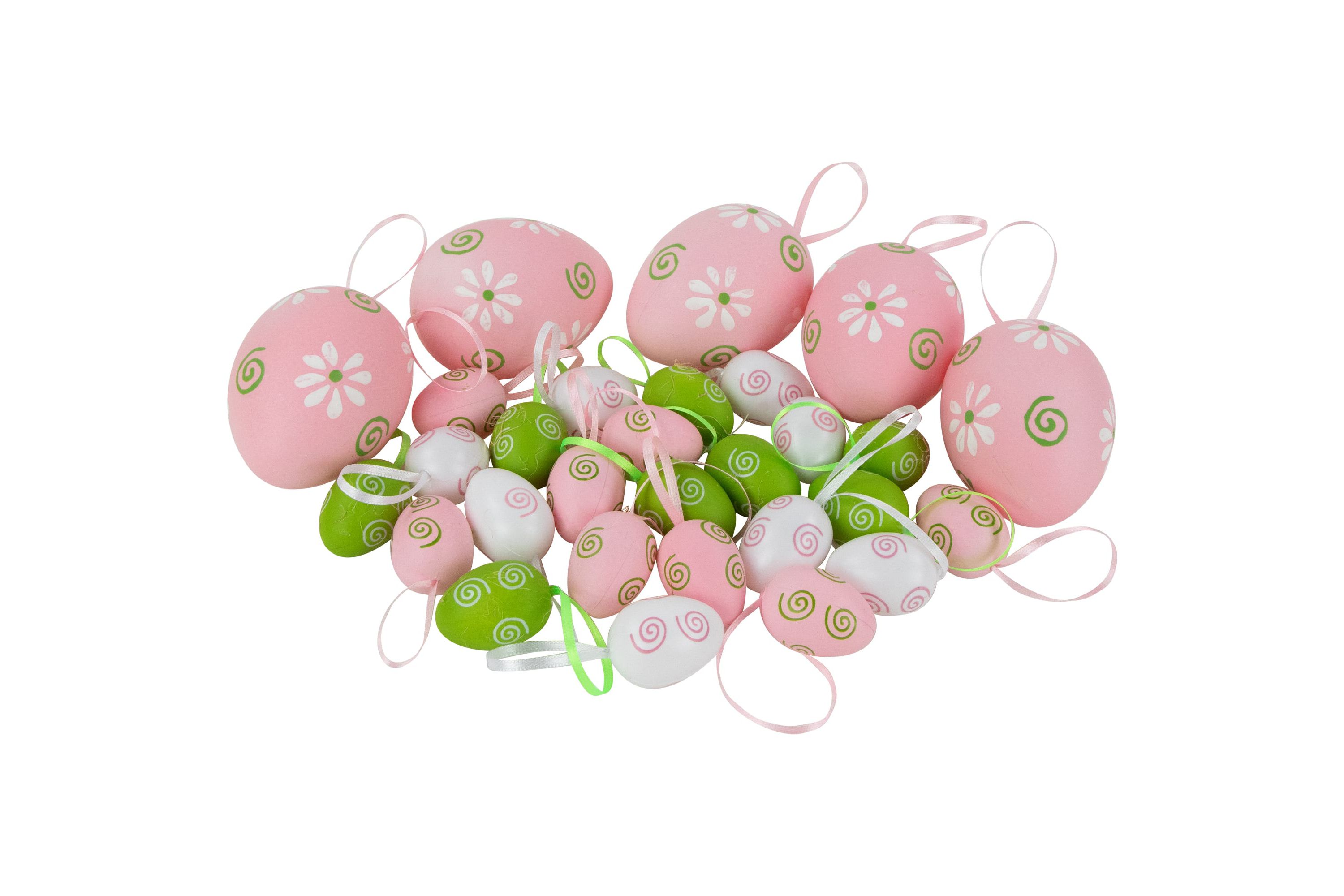 29ct Pastel Pink  Green and White Spring Easter Egg Ornaments 3.25"