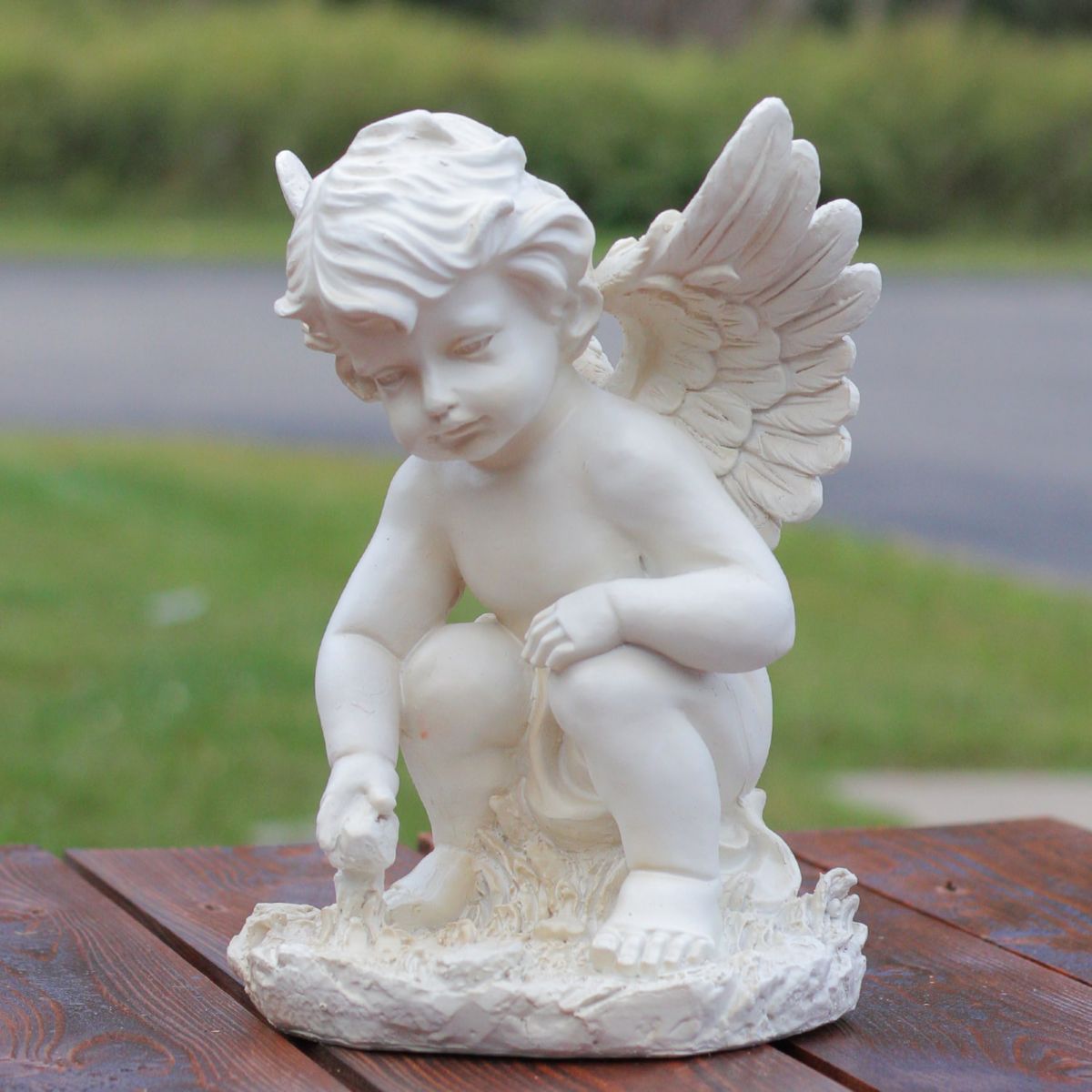 12" Reaching Cherub Angel Outdoor Patio Garden Statue