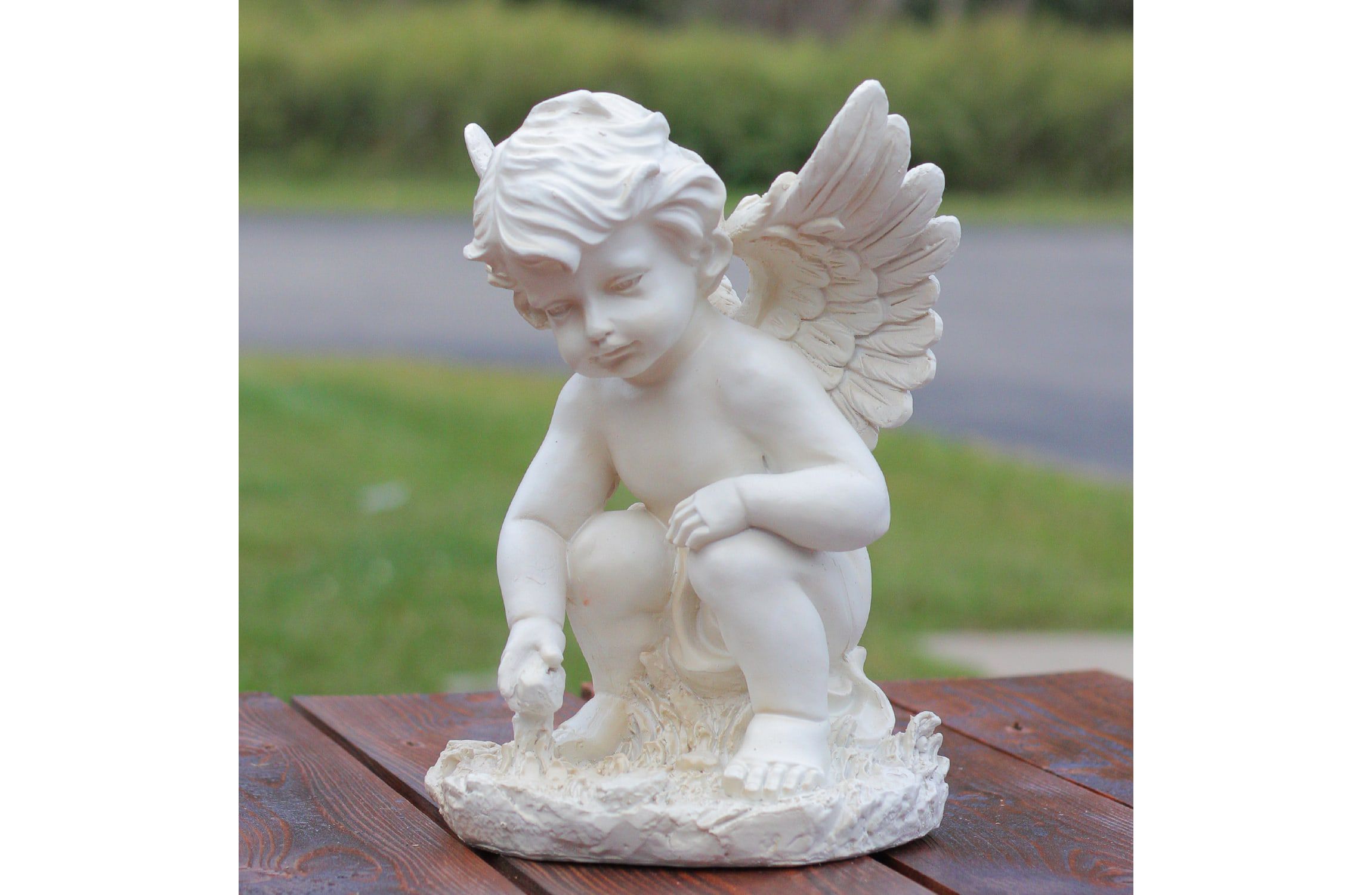 12" Reaching Cherub Angel Outdoor Patio Garden Statue