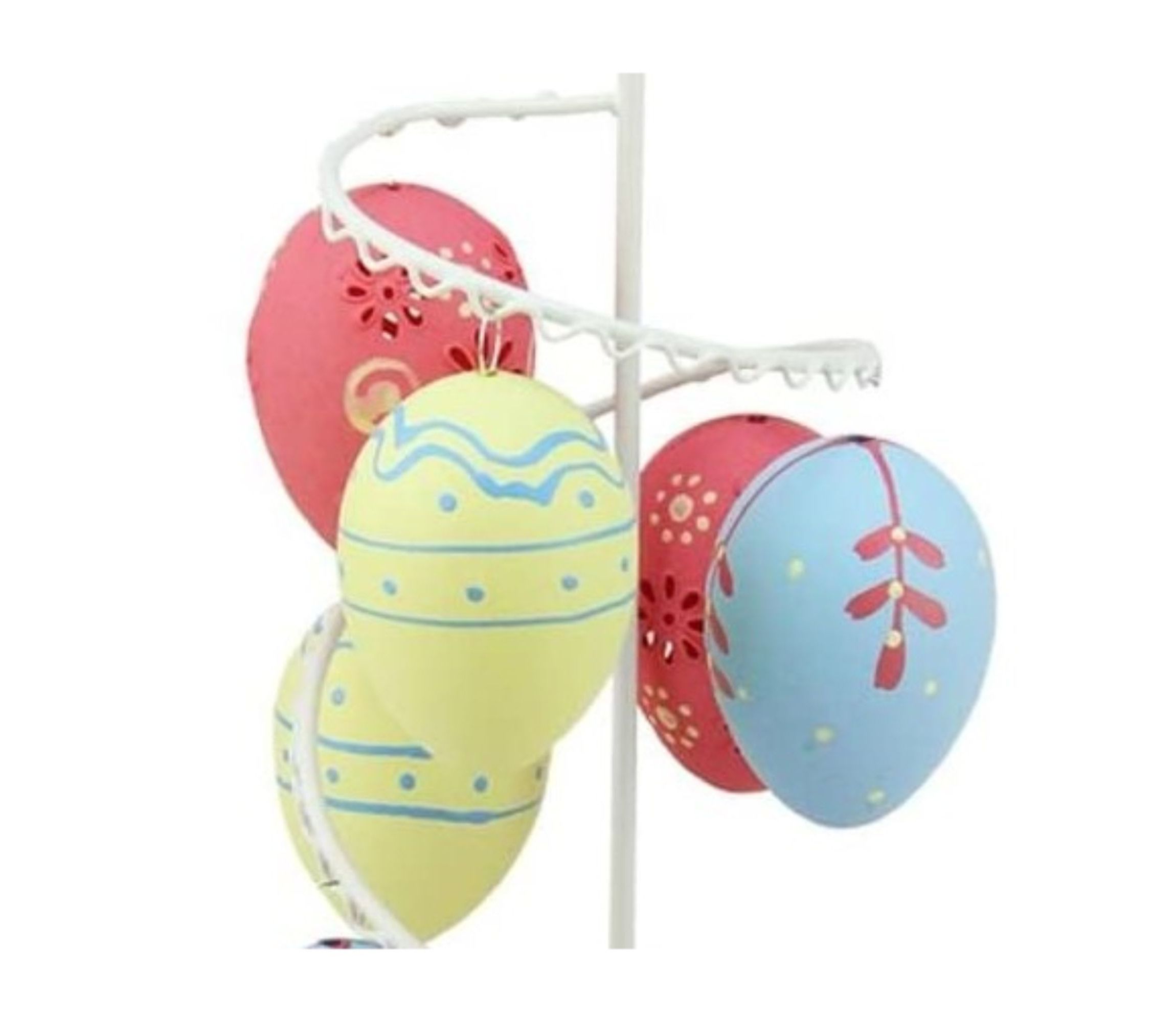 Floral and Striped Decorative Easter Egg Tree - 14.25" - Blue and Yellow