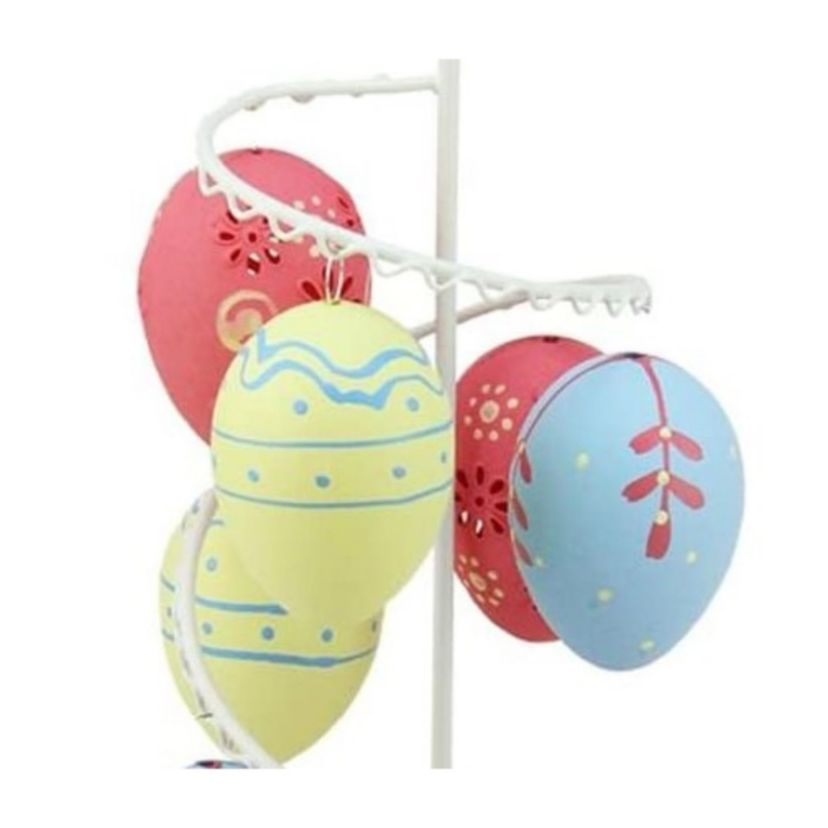 Floral and Striped Decorative Easter Egg Tree - 14.25" - Blue and Yellow