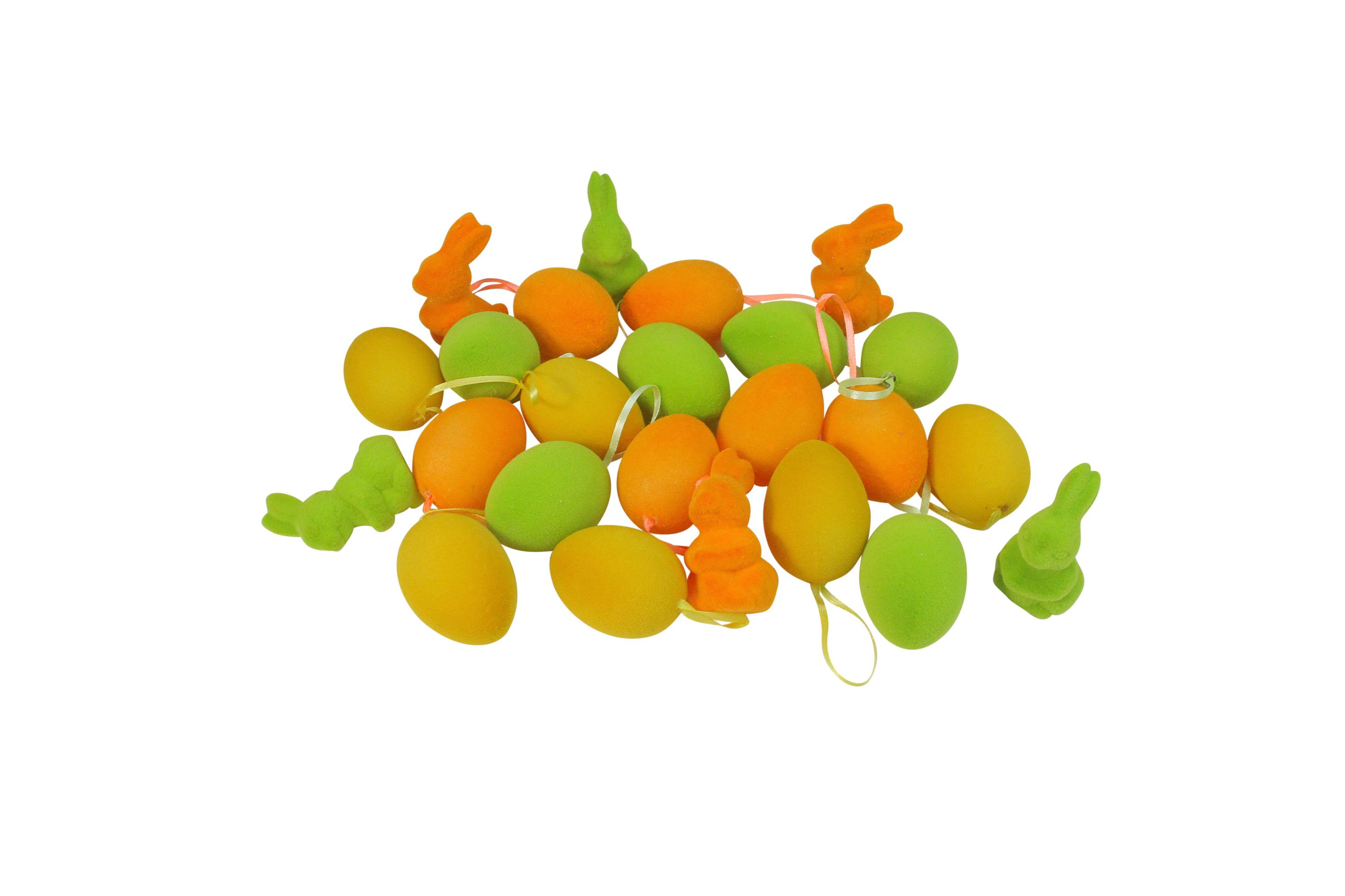 Club Pack of 24 Orange and Green Spring Easter Egg Ornaments 2.75"