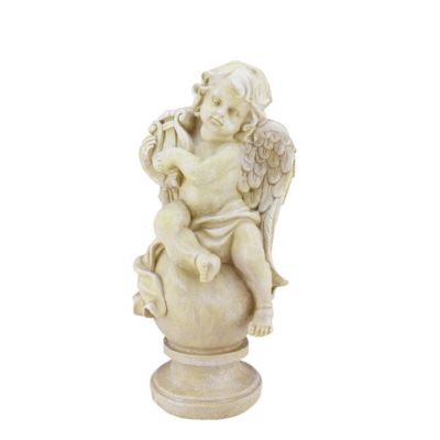 12" Cherub with Lyre Outdoor Garden Statue