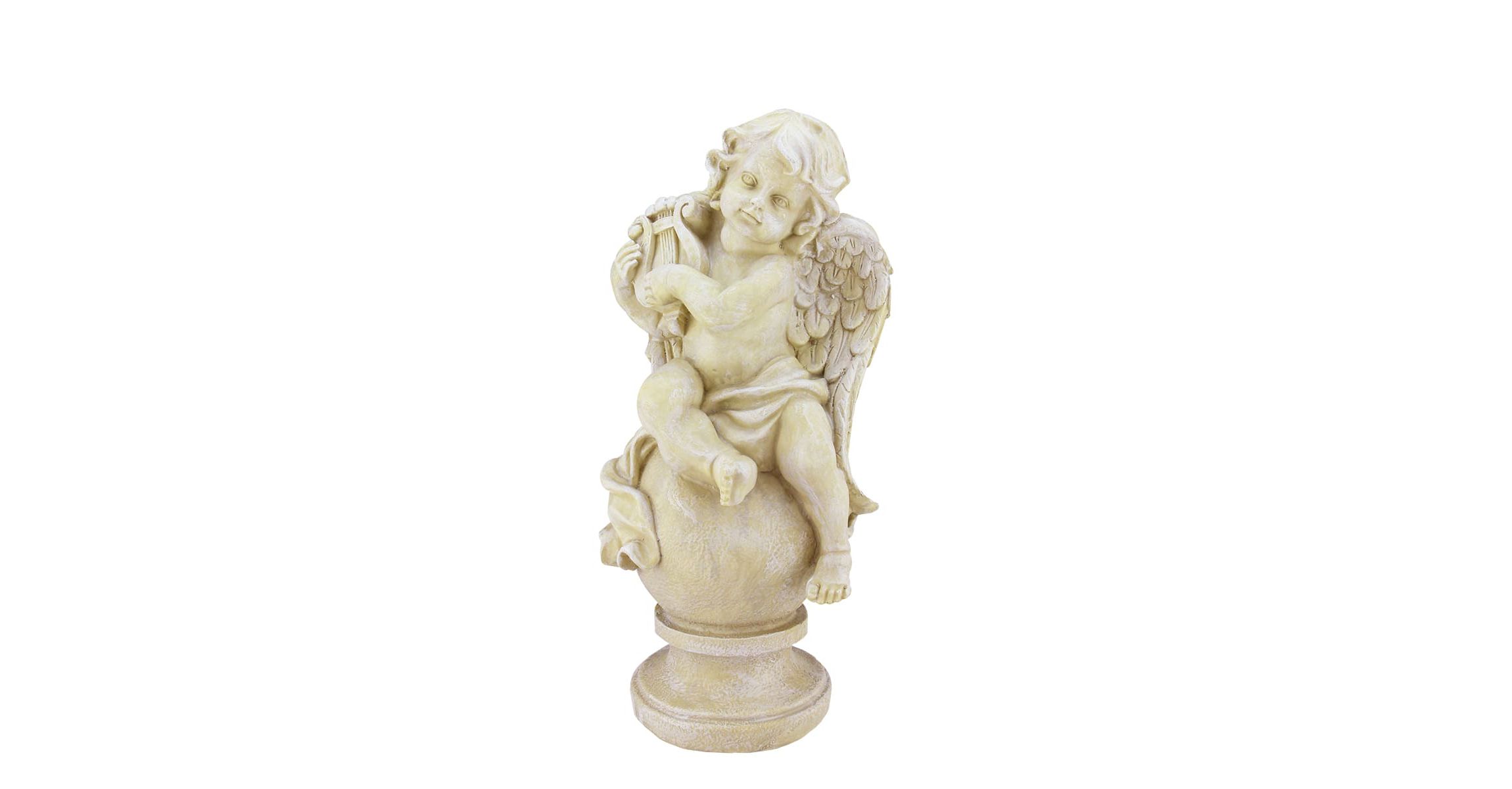 12" Cherub with Lyre Outdoor Garden Statue