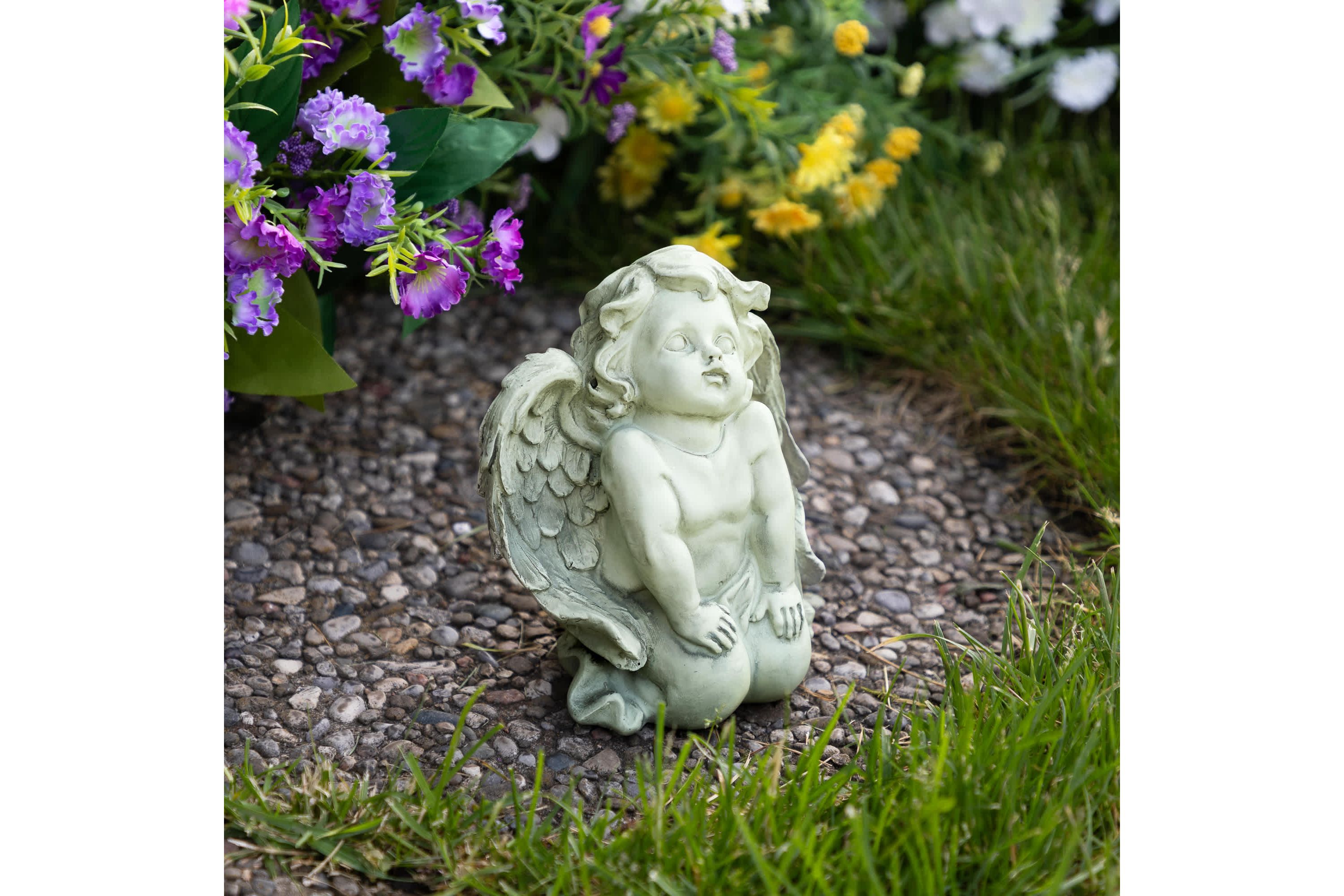6" Heavenly Gardens Kneeling Cherub Angel Outdoor Garden Statue
