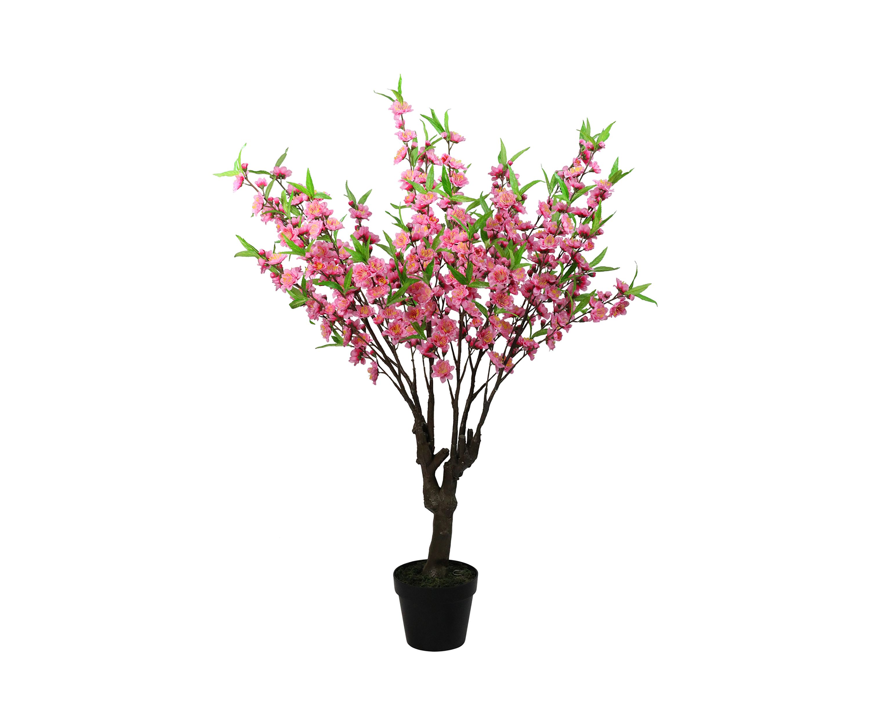 43.5Inch Potted Pink and Green Floral Peach Blossom Artificial Christmas Tree - Unlit