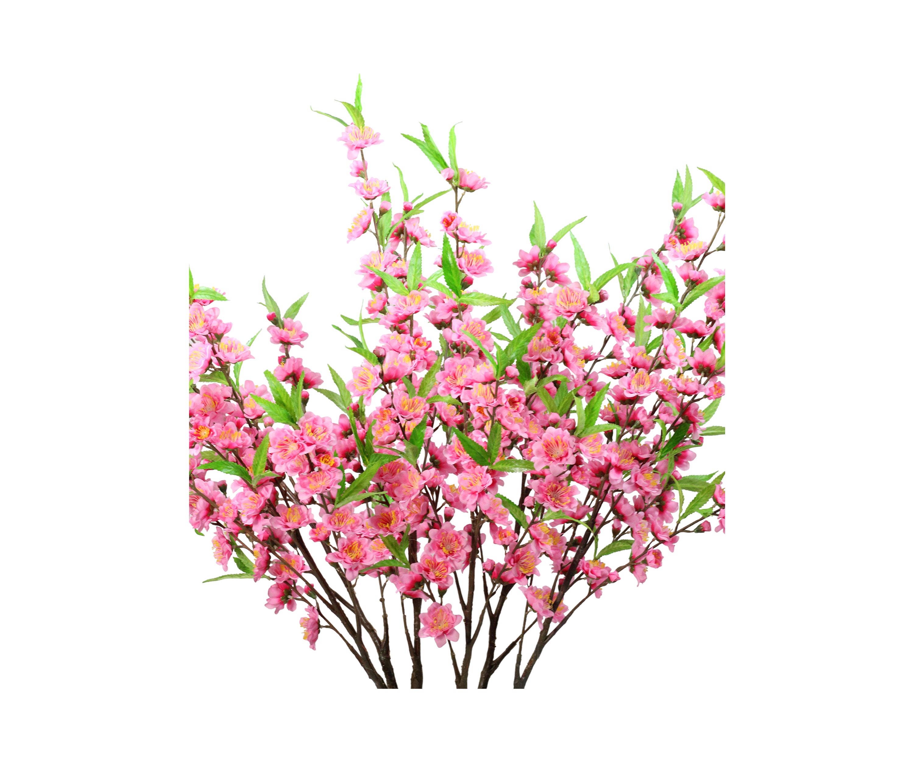 43.5Inch Potted Pink and Green Floral Peach Blossom Artificial Christmas Tree - Unlit
