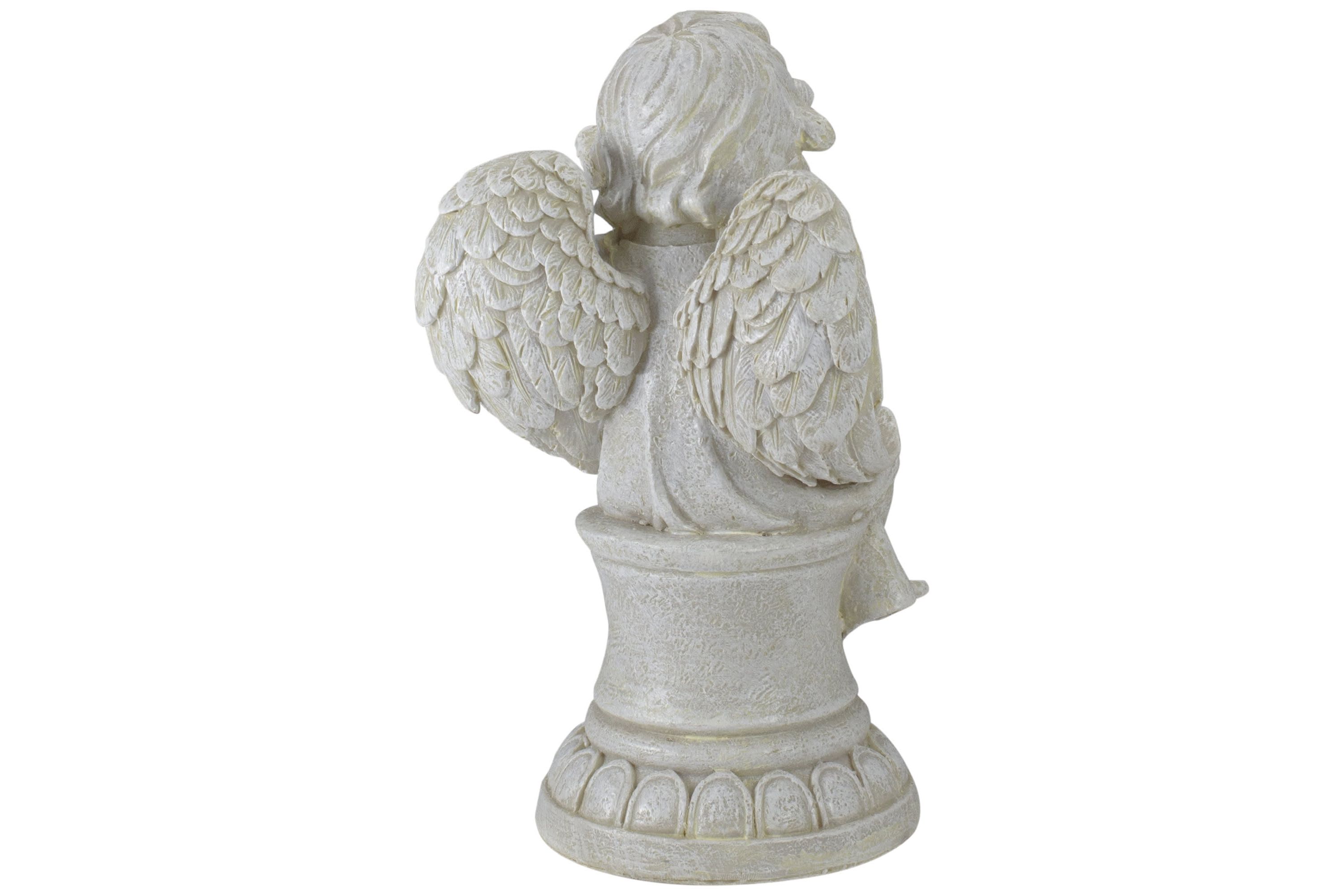 9" Ivory Praying Angel on Pedestal Outdoor Garden Statue