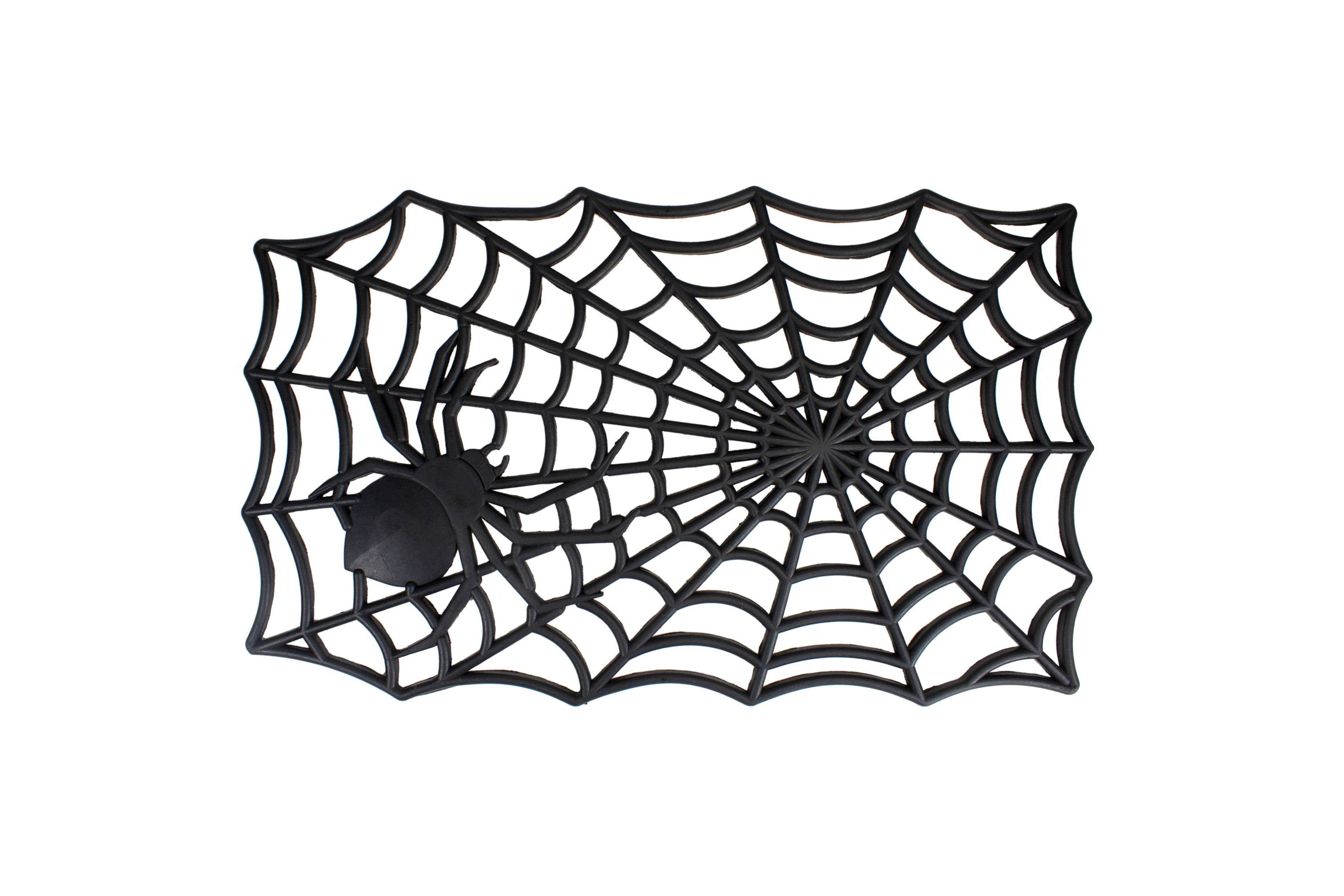Black Spider Web Rectangular Halloween Doormat 18" x 30"