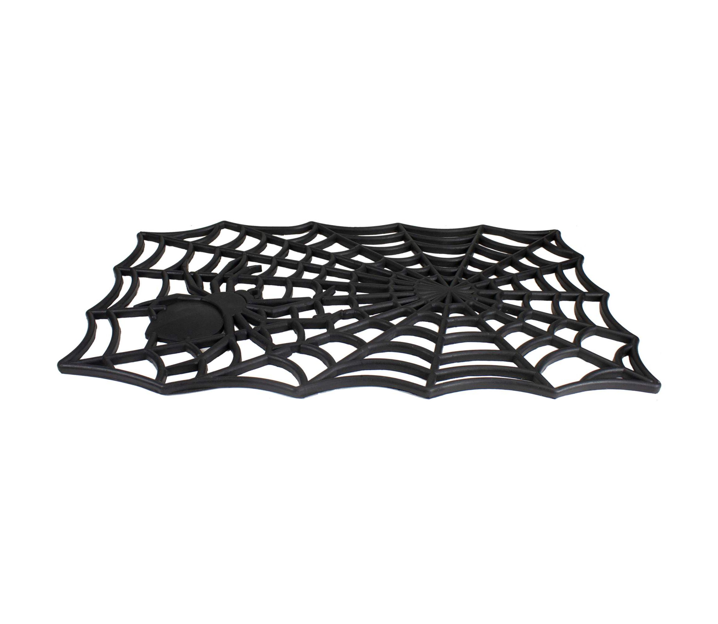 Black Spider Web Rectangular Halloween Doormat 18" x 30"