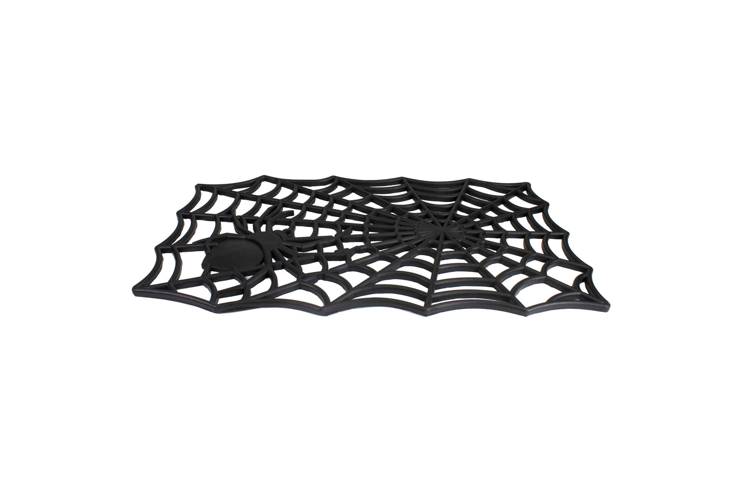 Black Spider Web Rectangular Halloween Doormat 18" x 30"