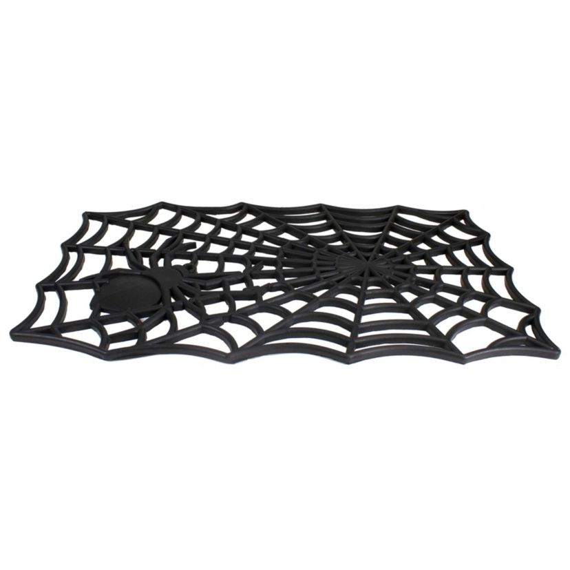 Black Spider Web Rectangular Halloween Doormat 18" x 30"