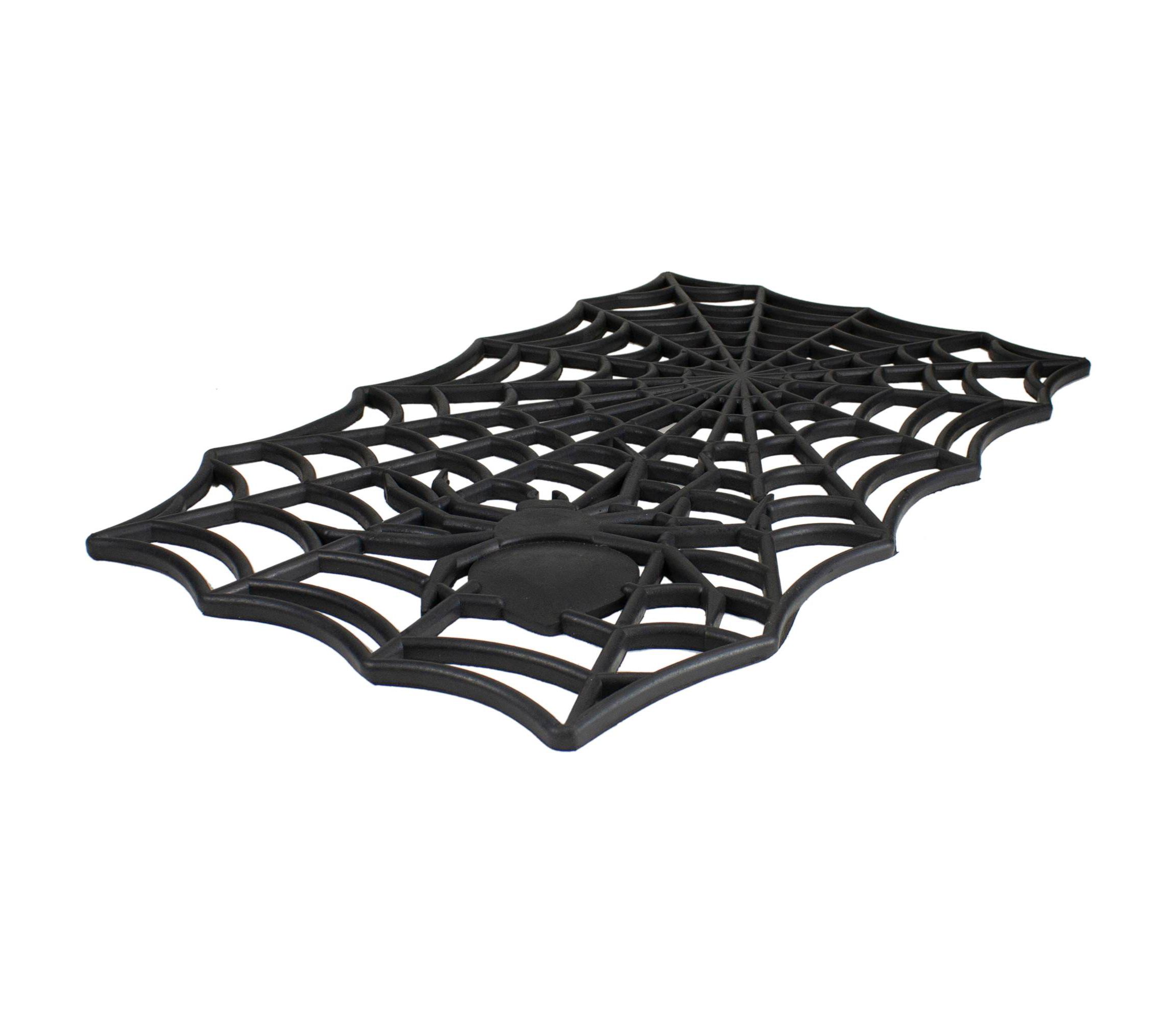 Black Spider Web Rectangular Halloween Doormat 18" x 30"