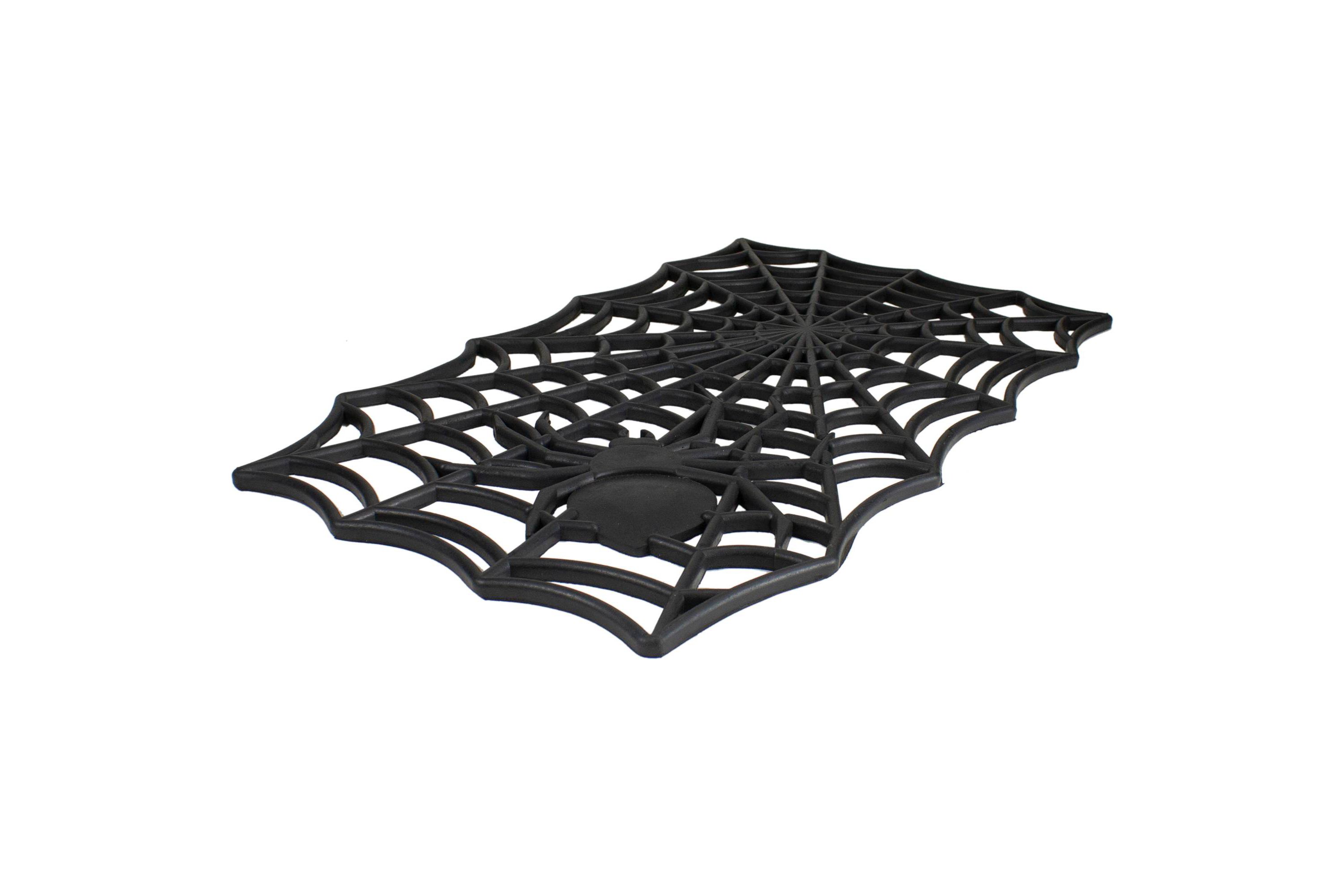 Black Spider Web Rectangular Halloween Doormat 18" x 30"