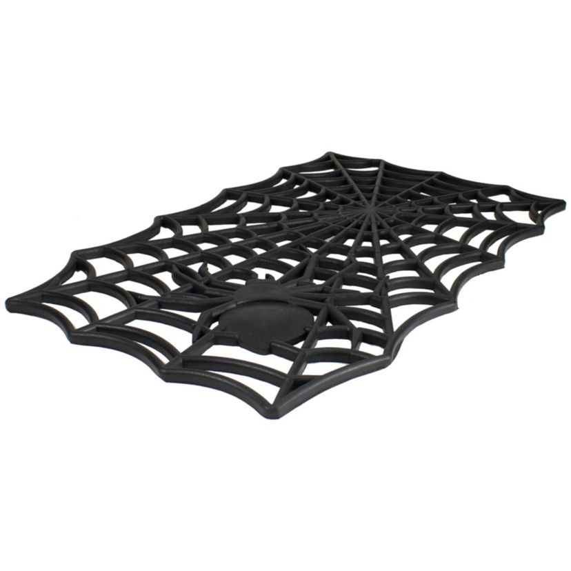Black Spider Web Rectangular Halloween Doormat 18" x 30"