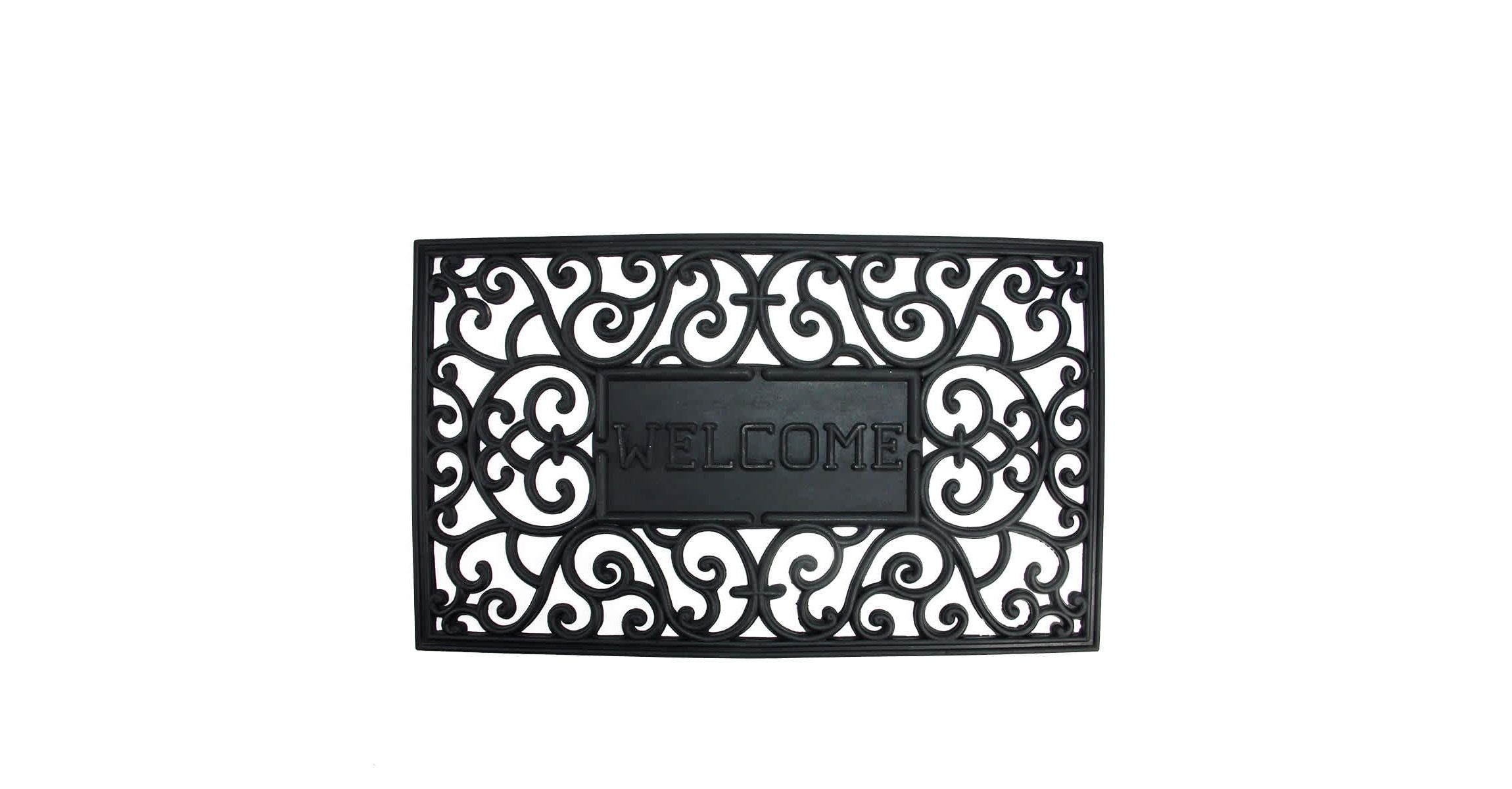 Black Scroll "Welcome" Door Mat 18" x 30"