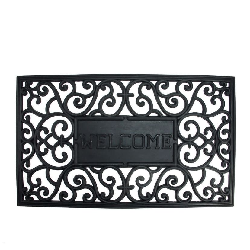 Black Scroll "Welcome" Door Mat 18" x 30"