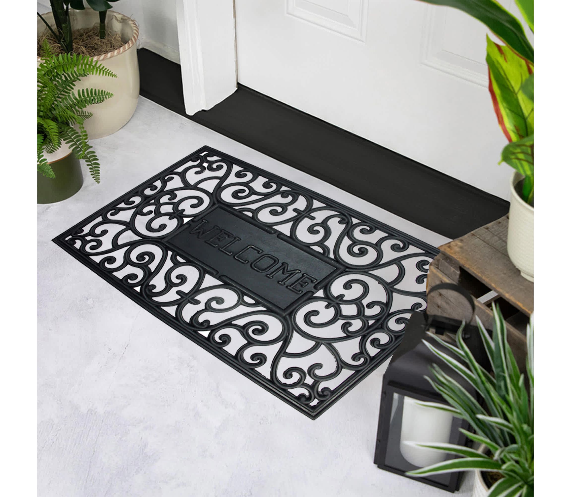 Black Scroll "Welcome" Door Mat 18" x 30"