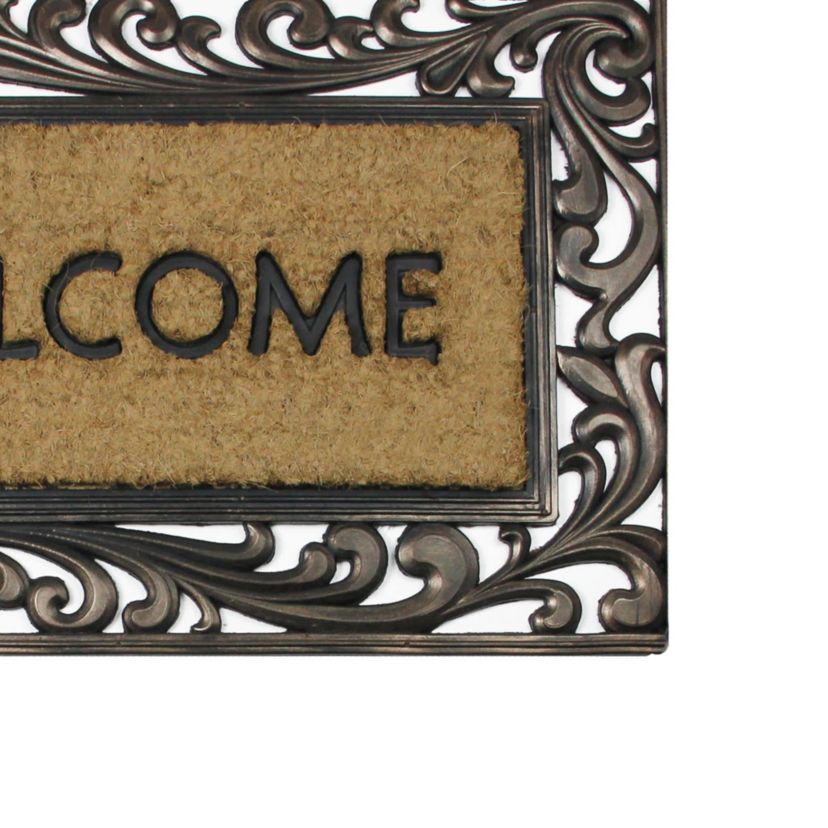 Natural Coir Welcome with Scroll Design Outdoor Doormat 18" x 30"