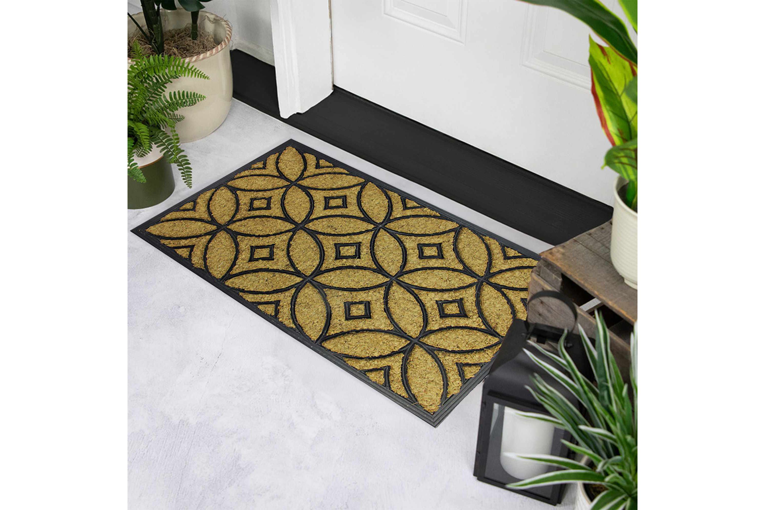 Brown and Black Geometric Doormat 30" x 18"