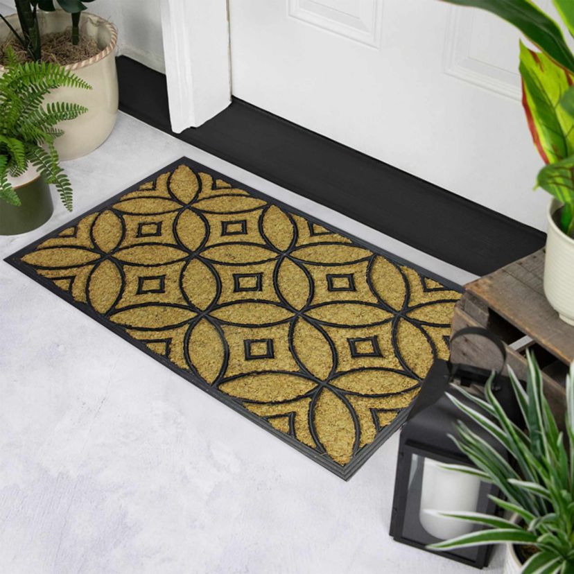 Brown and Black Geometric Doormat 30" x 18"