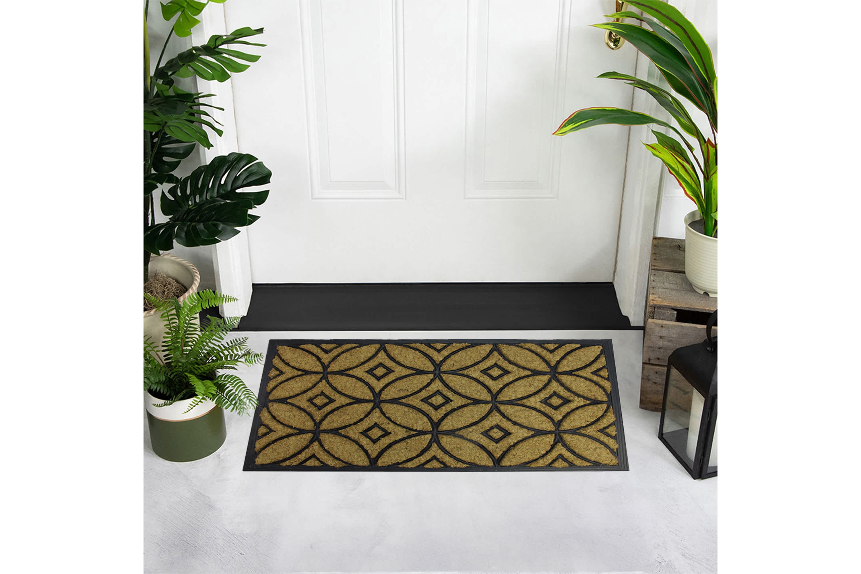 Brown and Black Geometric Doormat 30" x 18"