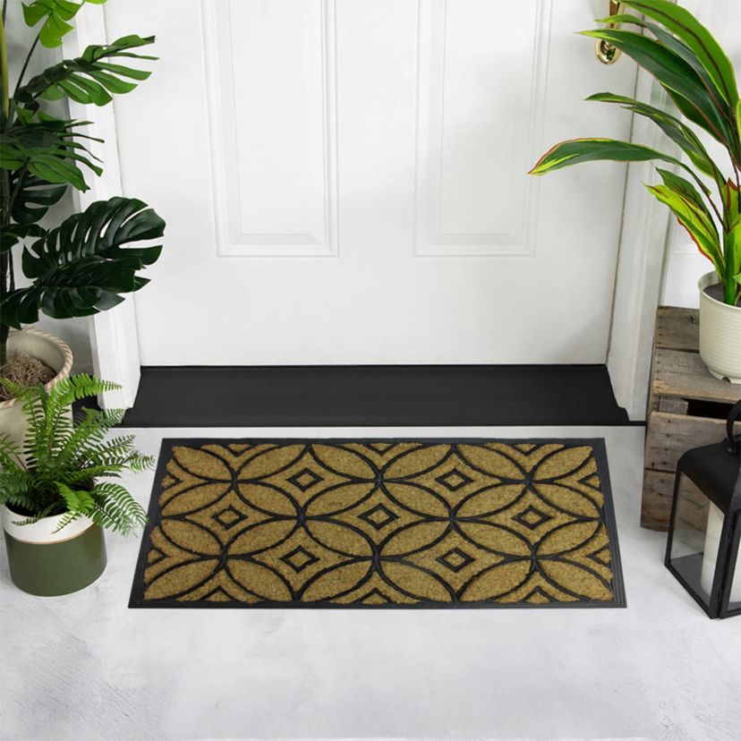 Brown and Black Geometric Doormat 30" x 18"