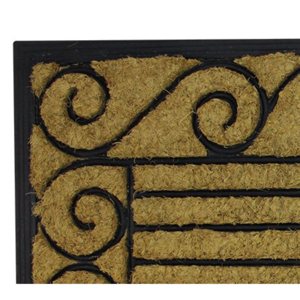 Natural Coir Stripes and Scrolls Outdoor Doormat 18" x 30"