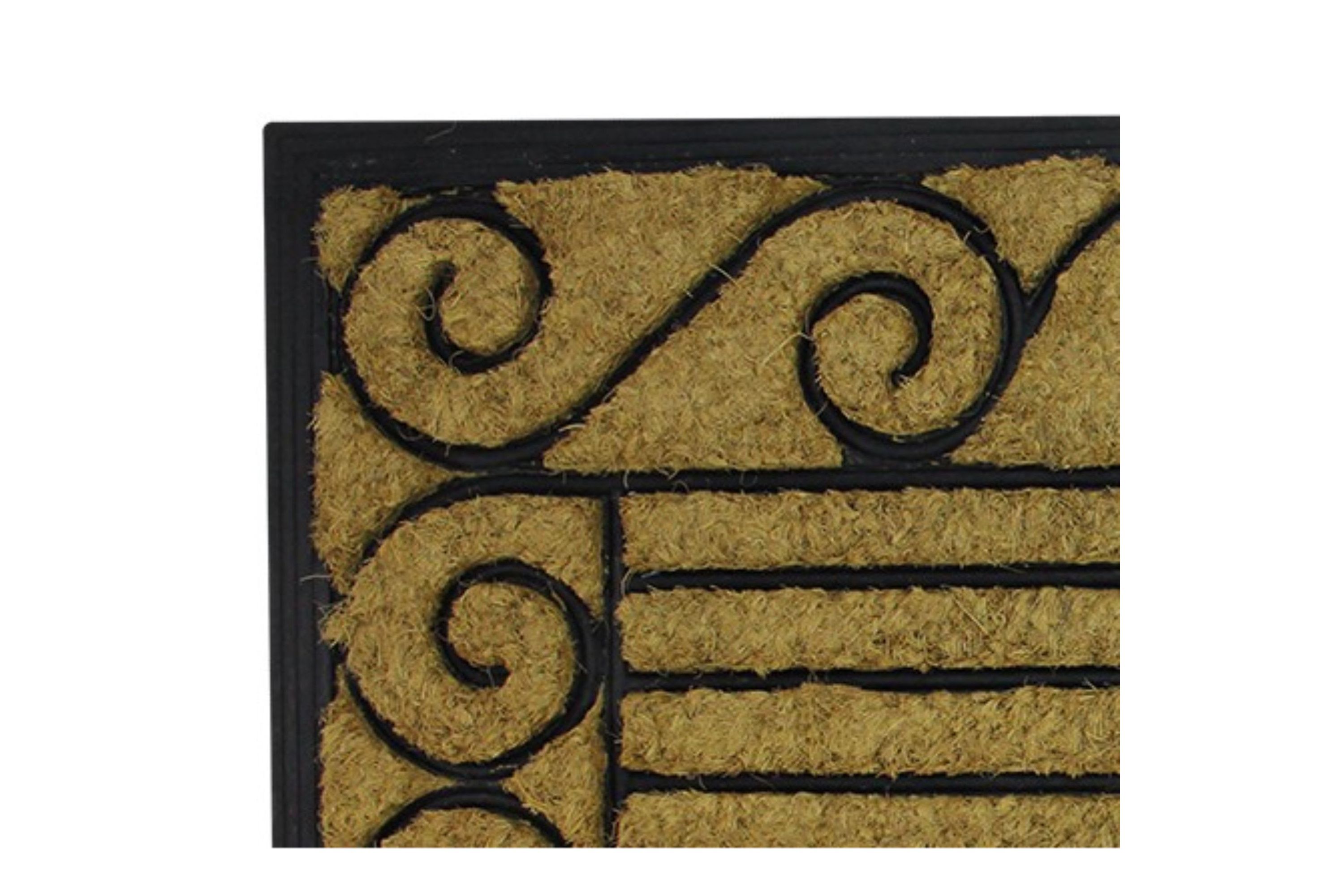 Natural Coir Stripes and Scrolls Outdoor Doormat 18" x 30"