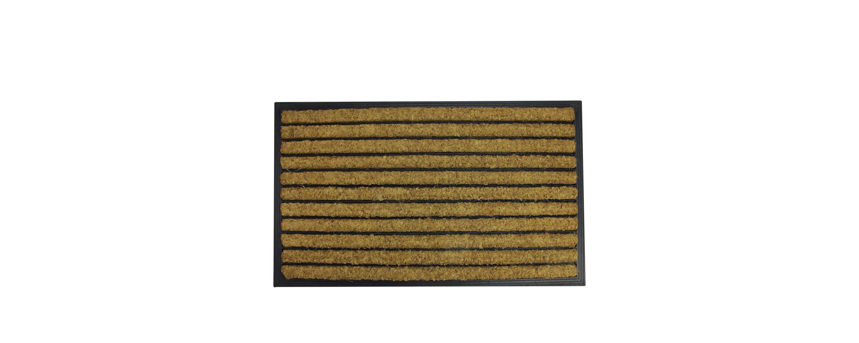 Black and Brown Striped Non-Skid Outdoor Rectangular Doormat 17.75" x 29.5"