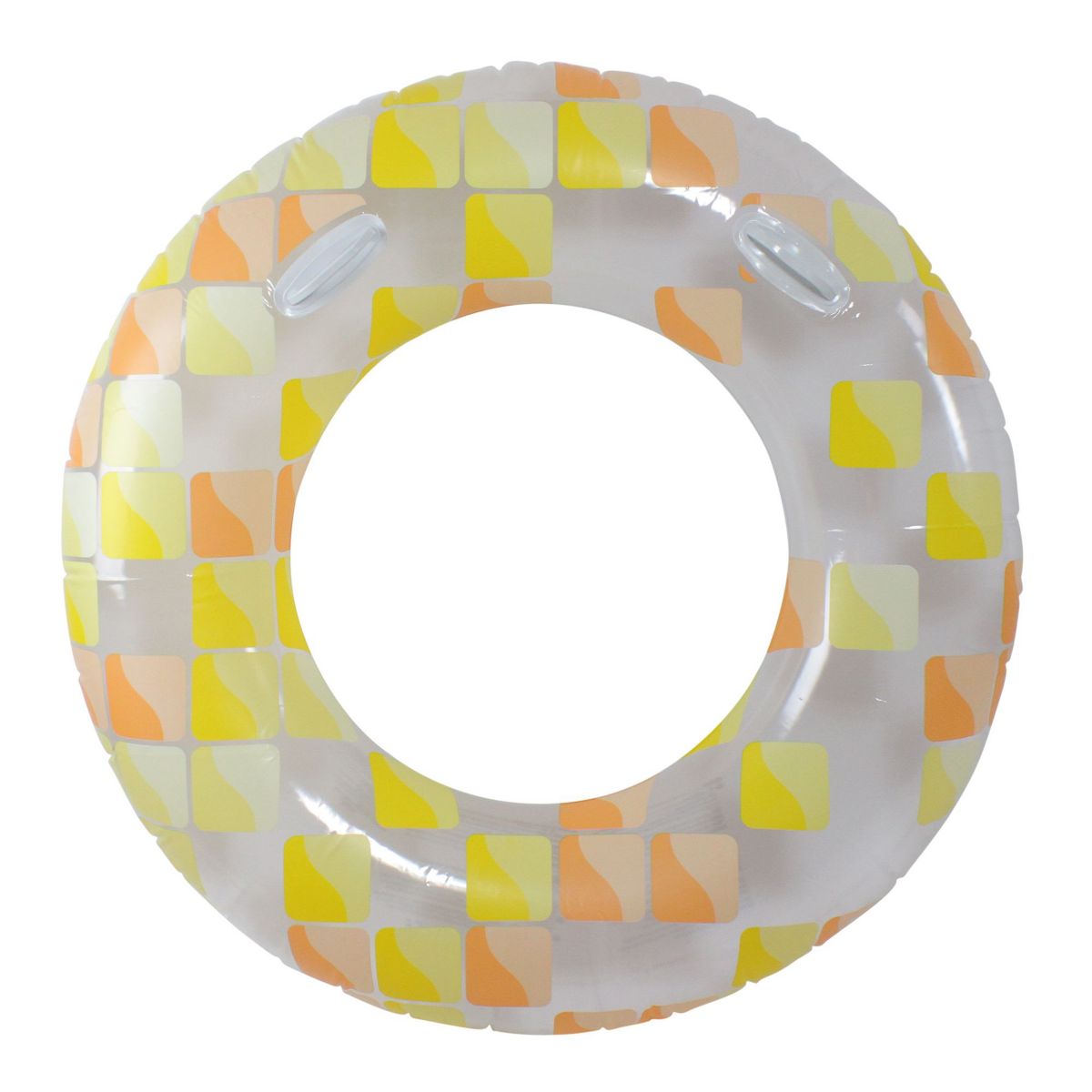 Inflatable Yellow and Orange Mosaic Swimming Pool Ring Float  47-Inch