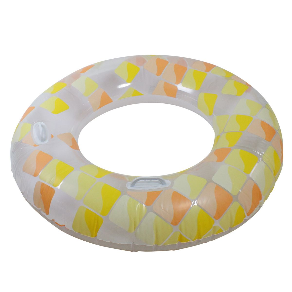 Inflatable Yellow and Orange Mosaic Swimming Pool Ring Float  47-Inch