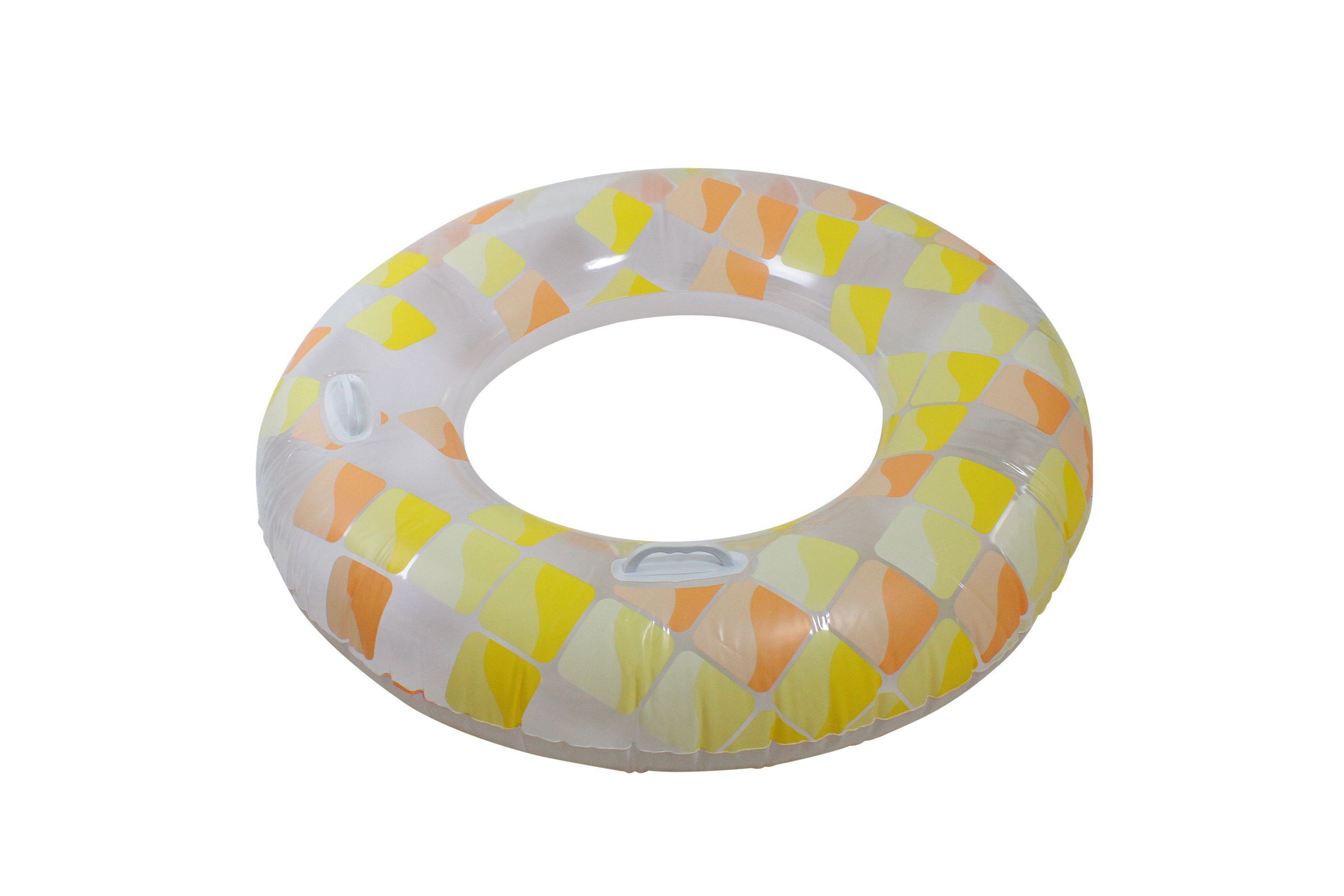 Inflatable Yellow and Orange Mosaic Swimming Pool Ring Float  47-Inch
