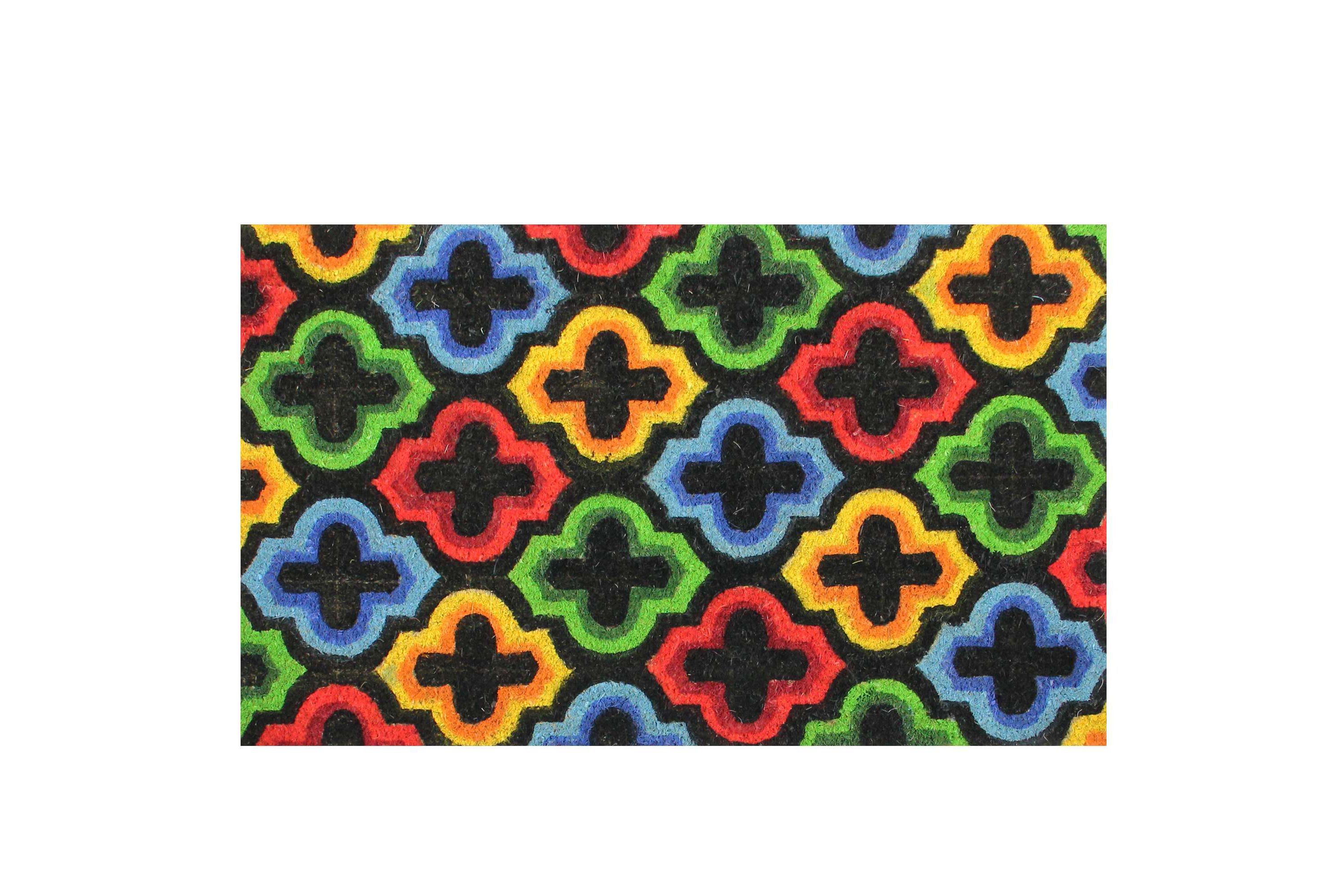 Retro Quatrefoil Design Doormat - 29" x 17" - Multicolor