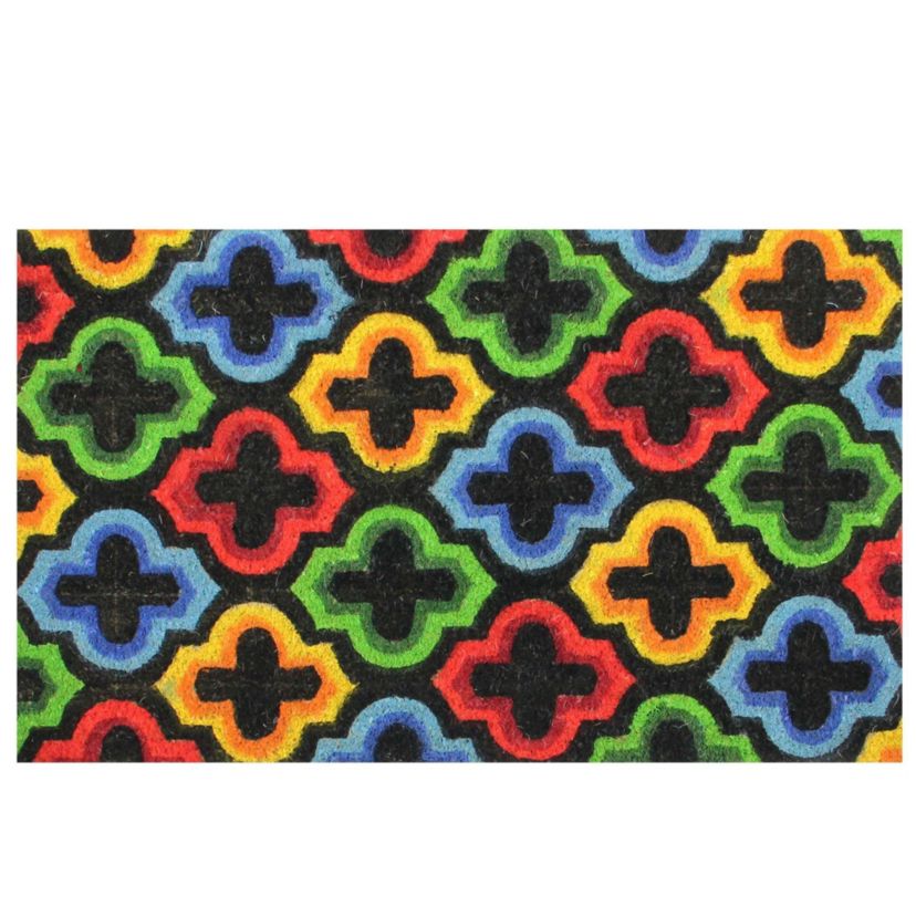 Retro Quatrefoil Design Doormat - 29" x 17" - Multicolor