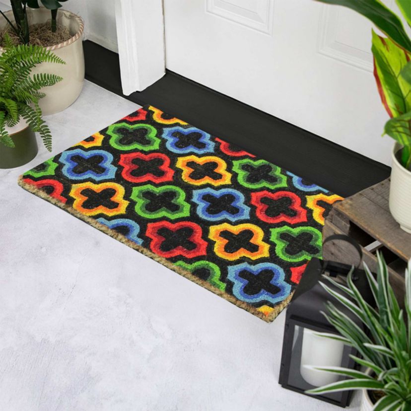 Retro Quatrefoil Design Doormat - 29" x 17" - Multicolor