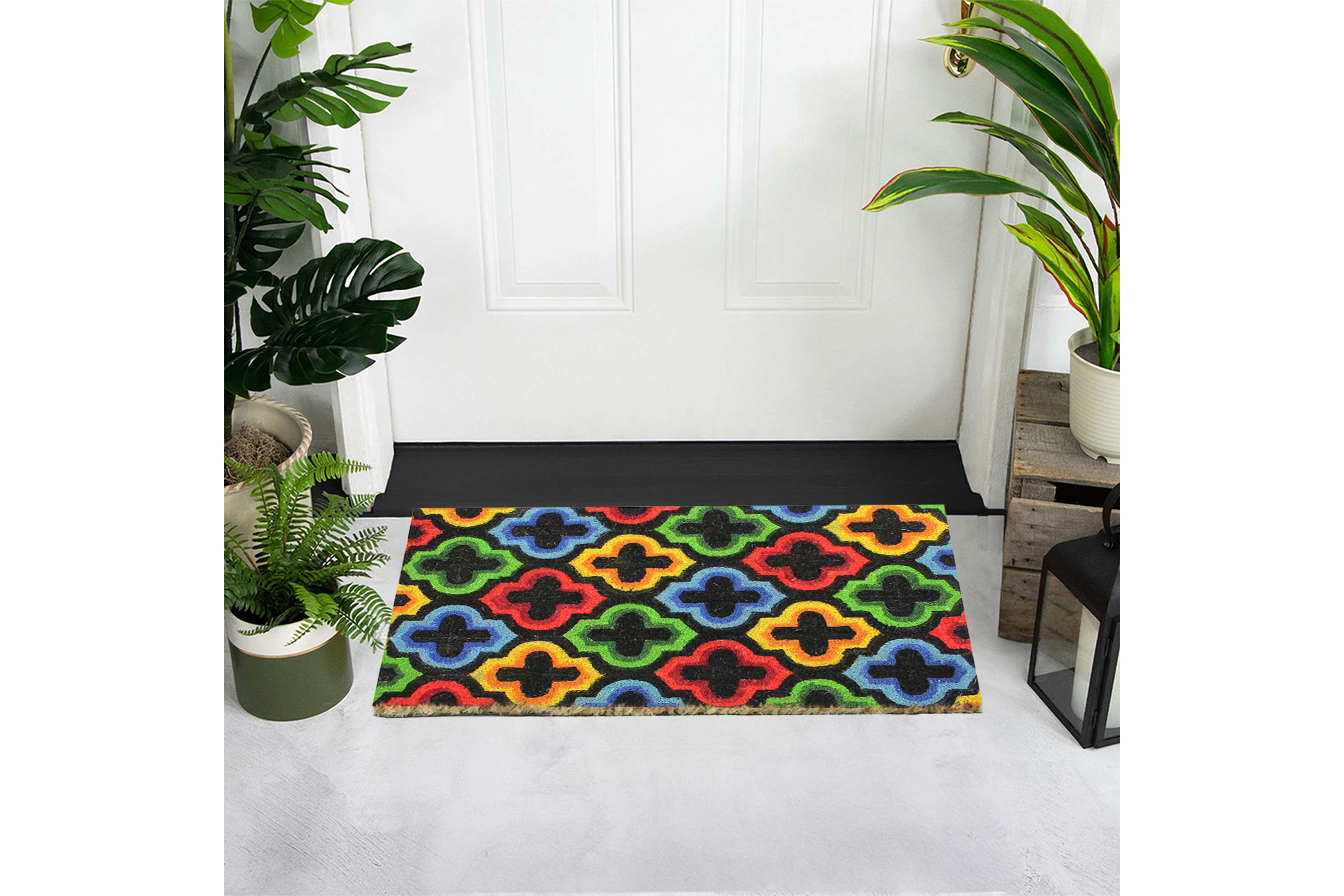 Retro Quatrefoil Design Doormat - 29" x 17" - Multicolor