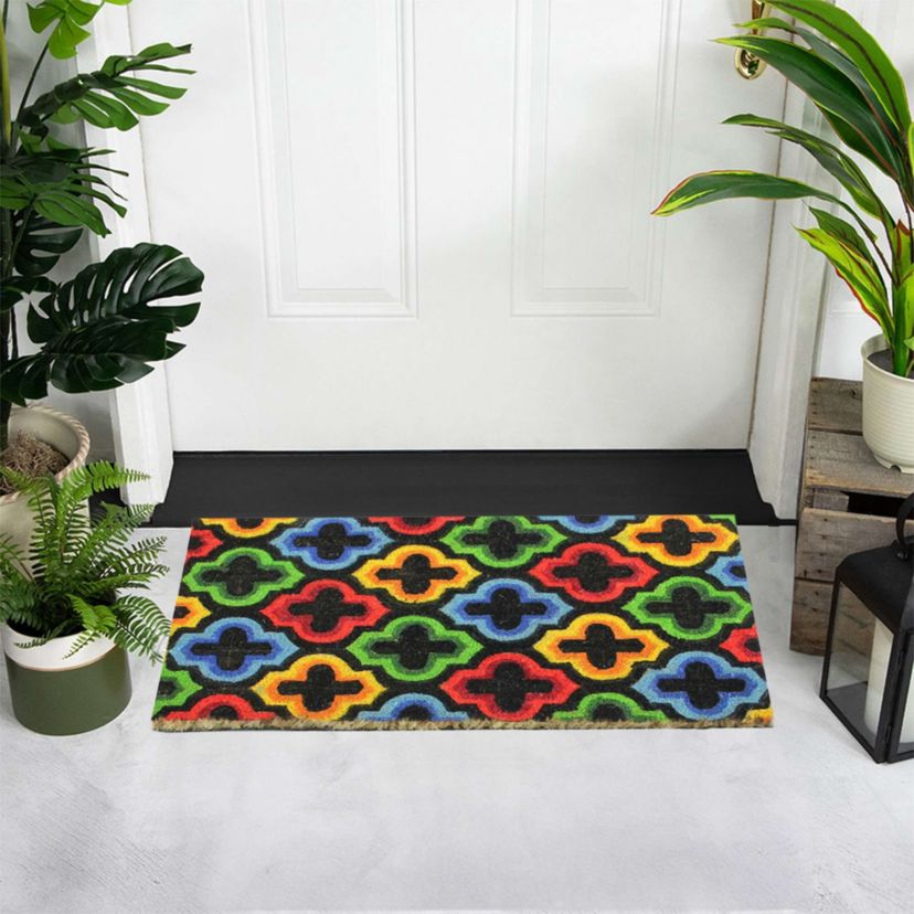 Retro Quatrefoil Design Doormat - 29" x 17" - Multicolor