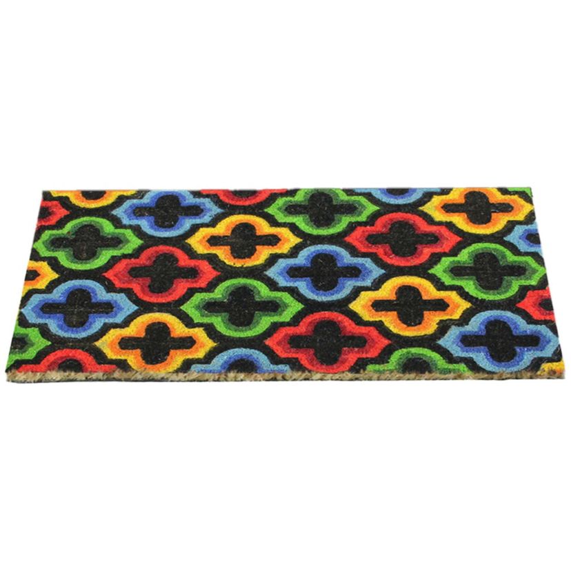 Retro Quatrefoil Design Doormat - 29" x 17" - Multicolor