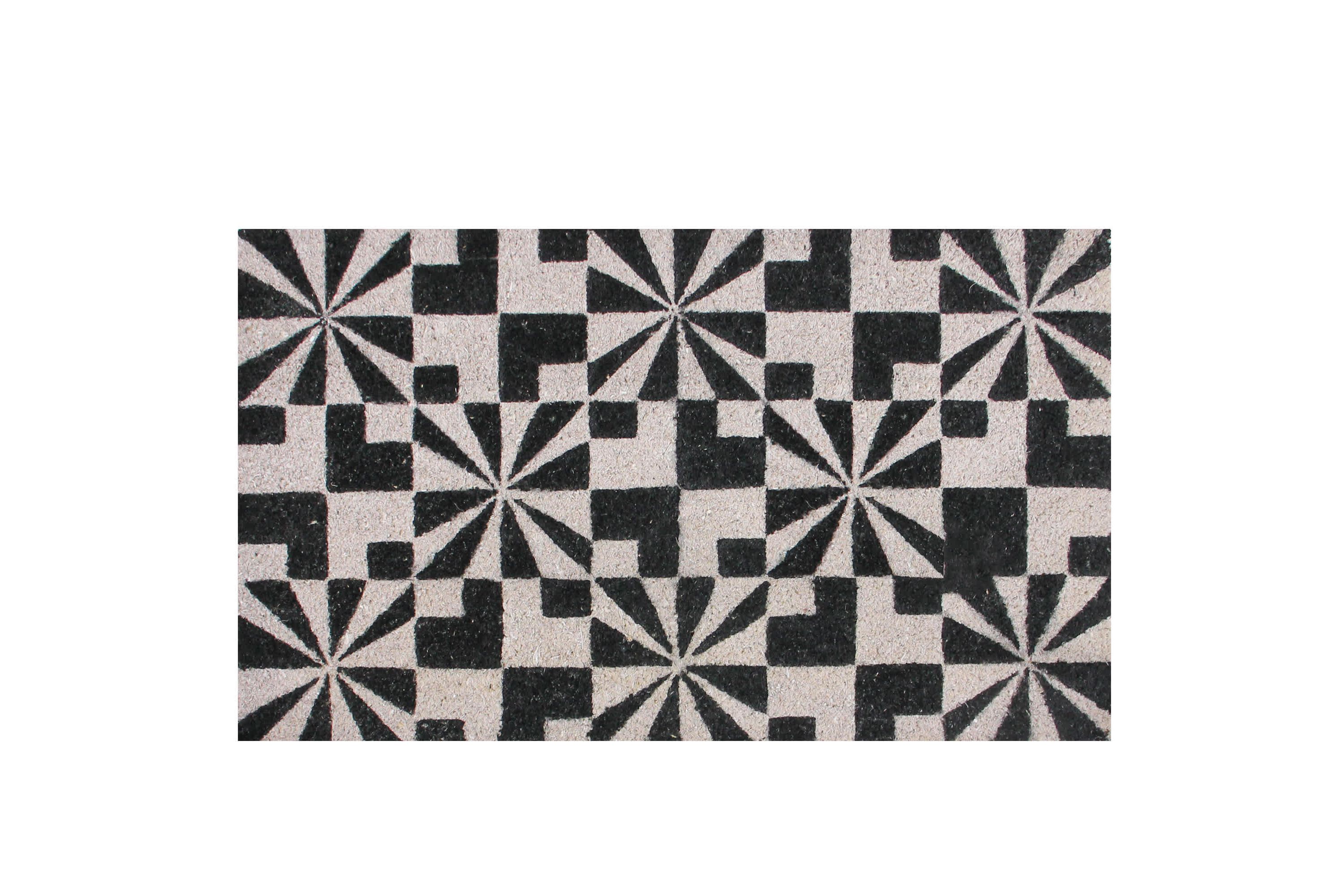 Black and Gray Abstract Rectangular Doormat 18" x 30"