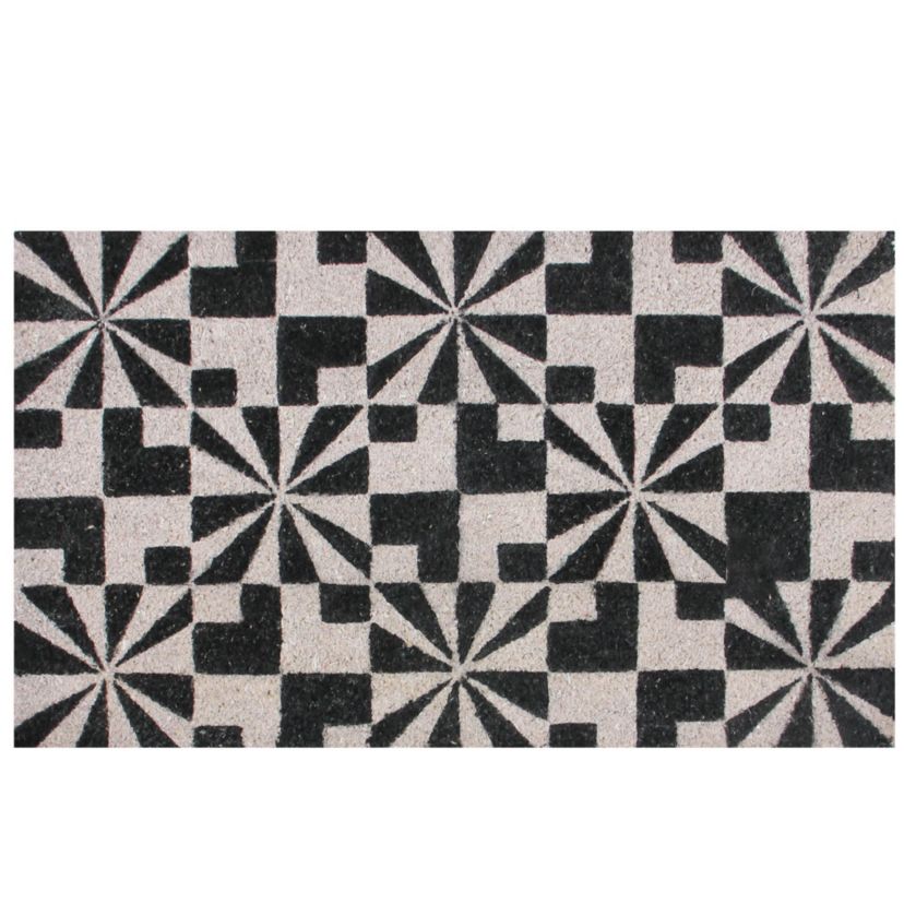 Black and Gray Abstract Rectangular Doormat 18" x 30"