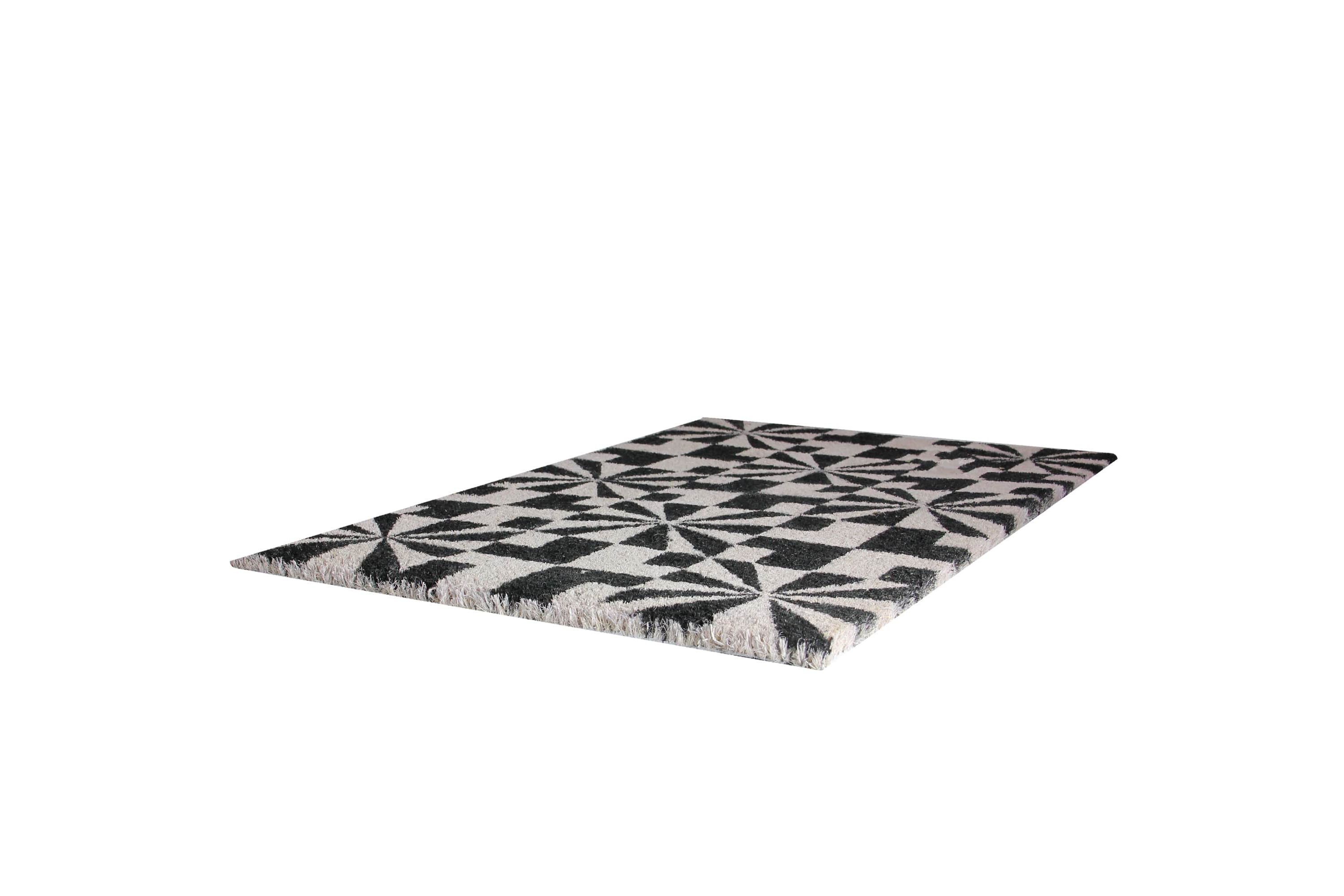 Black and Gray Abstract Rectangular Doormat 18" x 30"