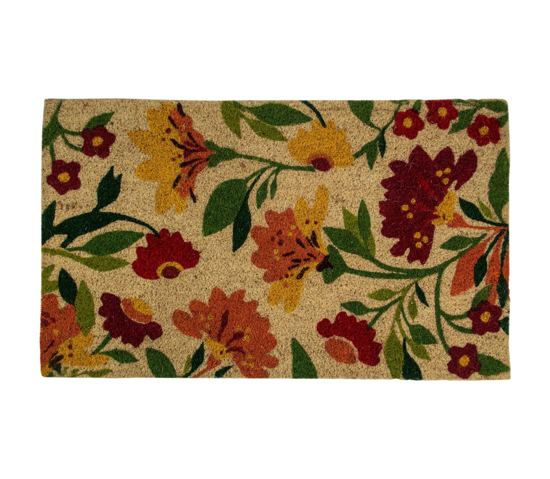 Natural Coir Floral Spring Door Mat 18" x 30"