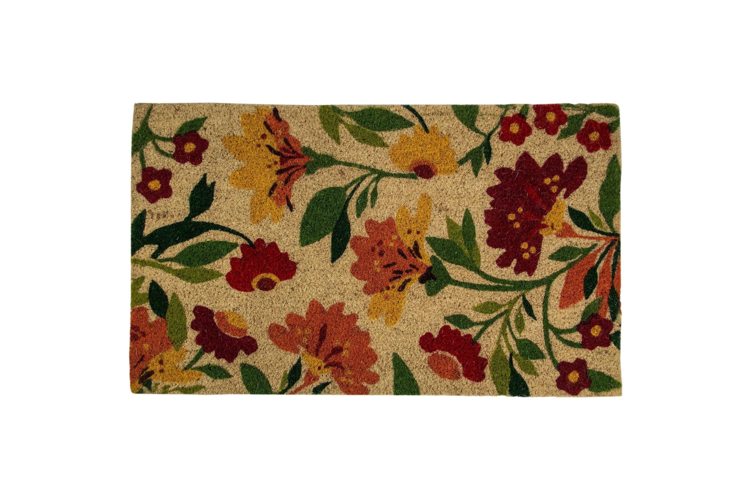 Natural Coir Floral Spring Door Mat 18" x 30"
