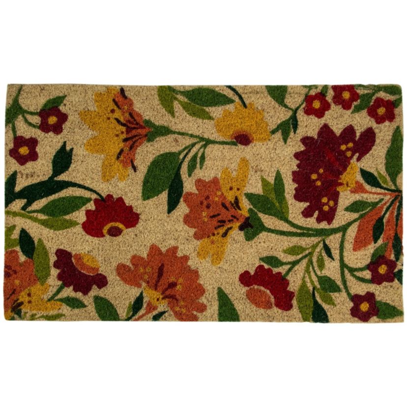 Natural Coir Floral Spring Door Mat 18" x 30"
