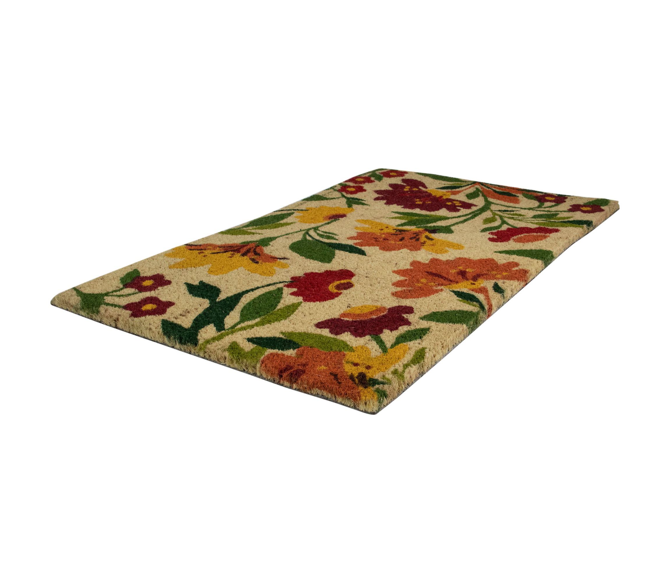 Natural Coir Floral Spring Door Mat 18" x 30"