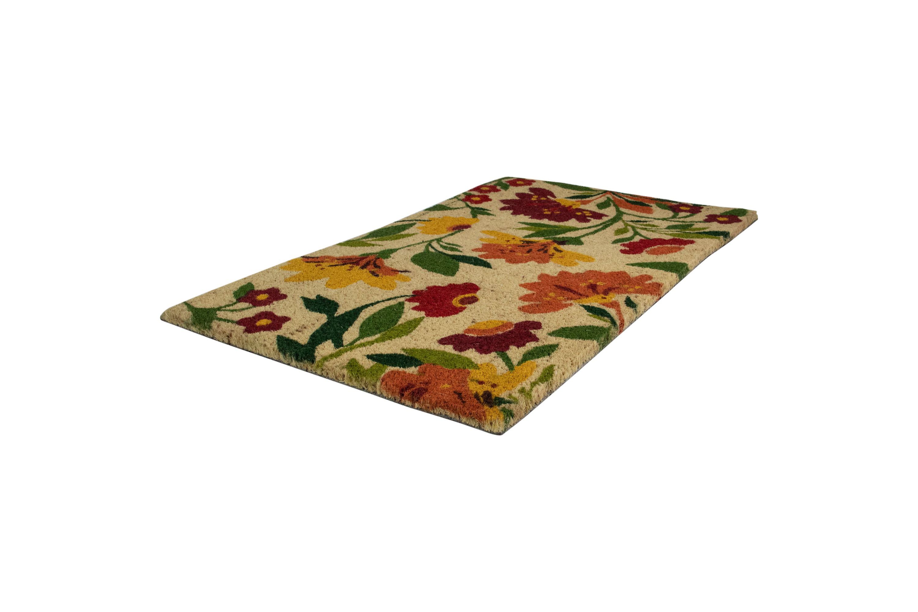 Natural Coir Floral Spring Door Mat 18" x 30"
