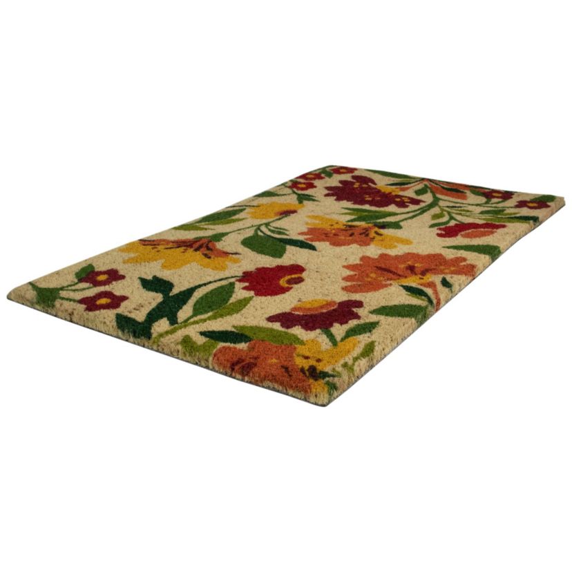 Natural Coir Floral Spring Door Mat 18" x 30"